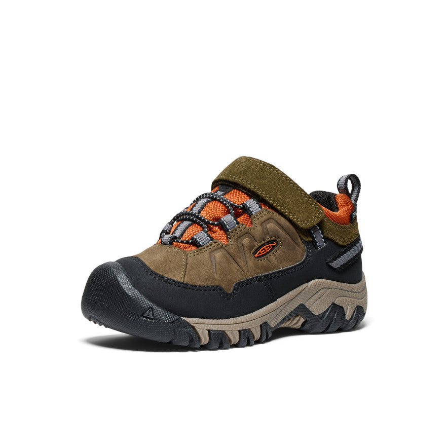 Little Kids' Targhee IV Waterproof Hiking Shoes - Dark Olive/Gold Flame | Outdoor Adventure Footwear for Boys & Girls | Perfect for Trails, Camping & Nature Walks