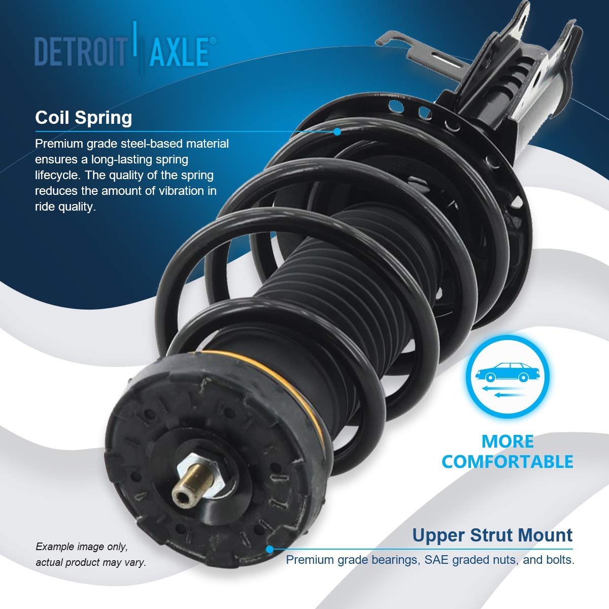 Detroit Axle Complete Front Strut Assembly for 2011-2016 Buick LaCrosse 2.4L FWD - Pair of Replacement Struts with Coil Springs | Smooth Ride & Enhanced Handling for City Driving & Highway Commutes