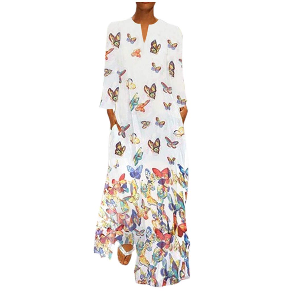Long Sleeve Maxi Dress with Vintage Floral Print - Boho Women's Dress in Plus Size for Casual Wear, Beach Vacation & Special Occasions