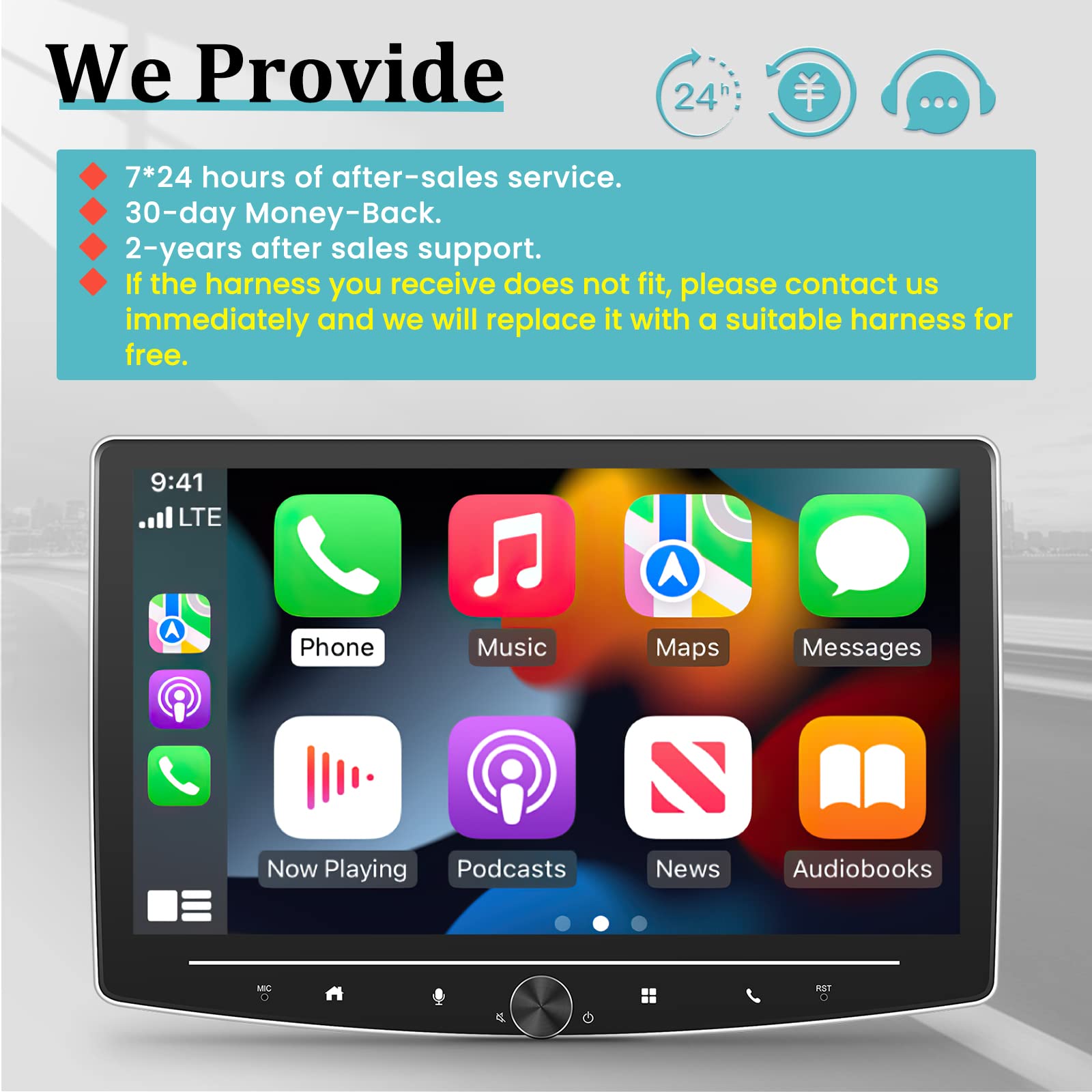 NHOPEEW 10 Inch Single Din Android Car Stereo - Wireless Apple CarPlay & Android Auto, Floating Touchscreen, AHD Backup Camera, Bluetooth, GPS, WiFi, HiFi Audio - Perfect for Road Trips & Daily Commutes