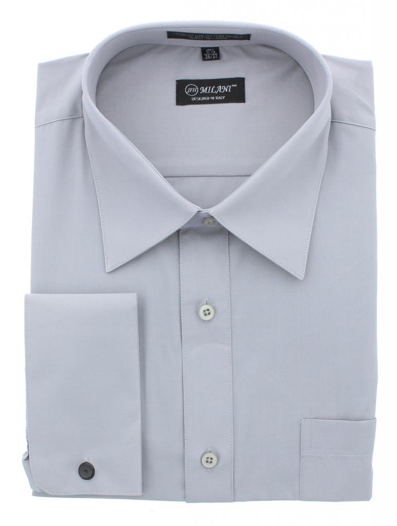 Milani Men's Classic French Cuff Dress Shirt | Formal Business Attire for Office, Weddings & Special Occasions