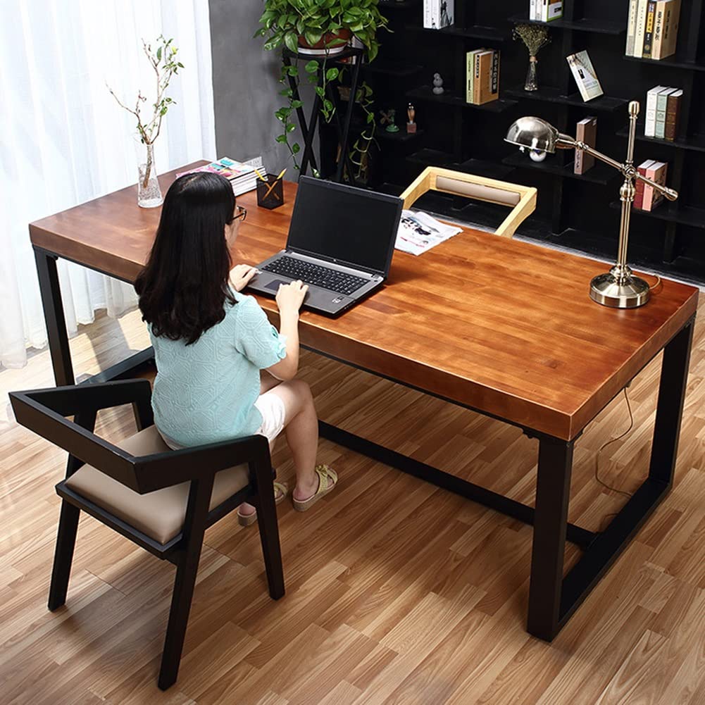 Industrial Solid Wood Computer Desk for Home Office & Gaming - 102.4