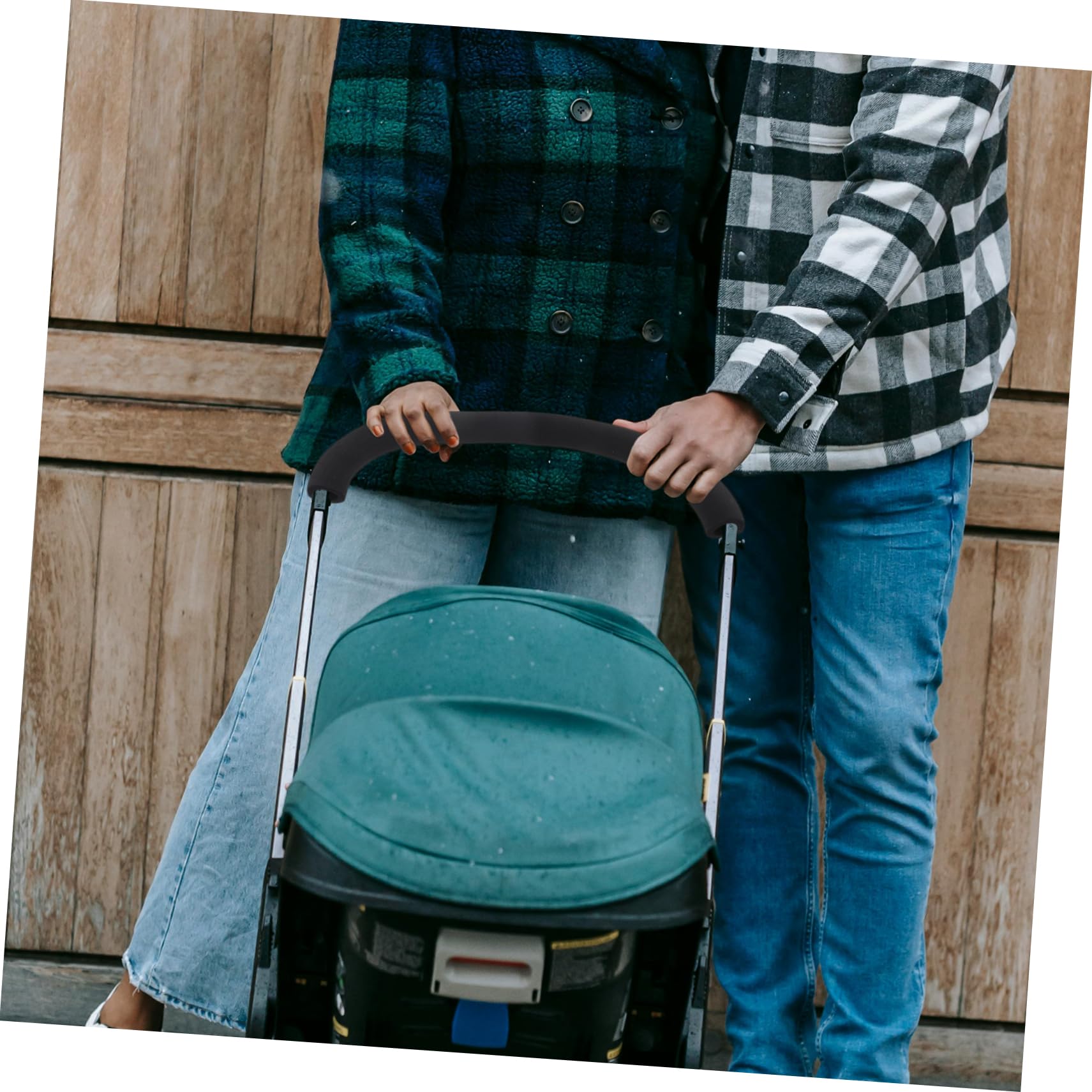 GARVALON Universal Stroller Handle Cover - Soft Sponge Pram Handlebar Sleeve for Baby Carriage (Black) | Comfortable Grip for Parents, Protects Hands from Cold & Heat | Perfect for Daily Walks, Shopping & Travel with Your Baby