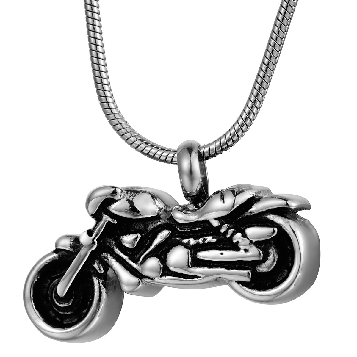 Motorcycle Cremation Jewelry - Punk Style Stainless Steel Ash Urn Memorial Pendant Necklace with Funnel Fill Kit - Perfect for Biker Memorials, Motorcycle Enthusiasts & Unique Keepsakes