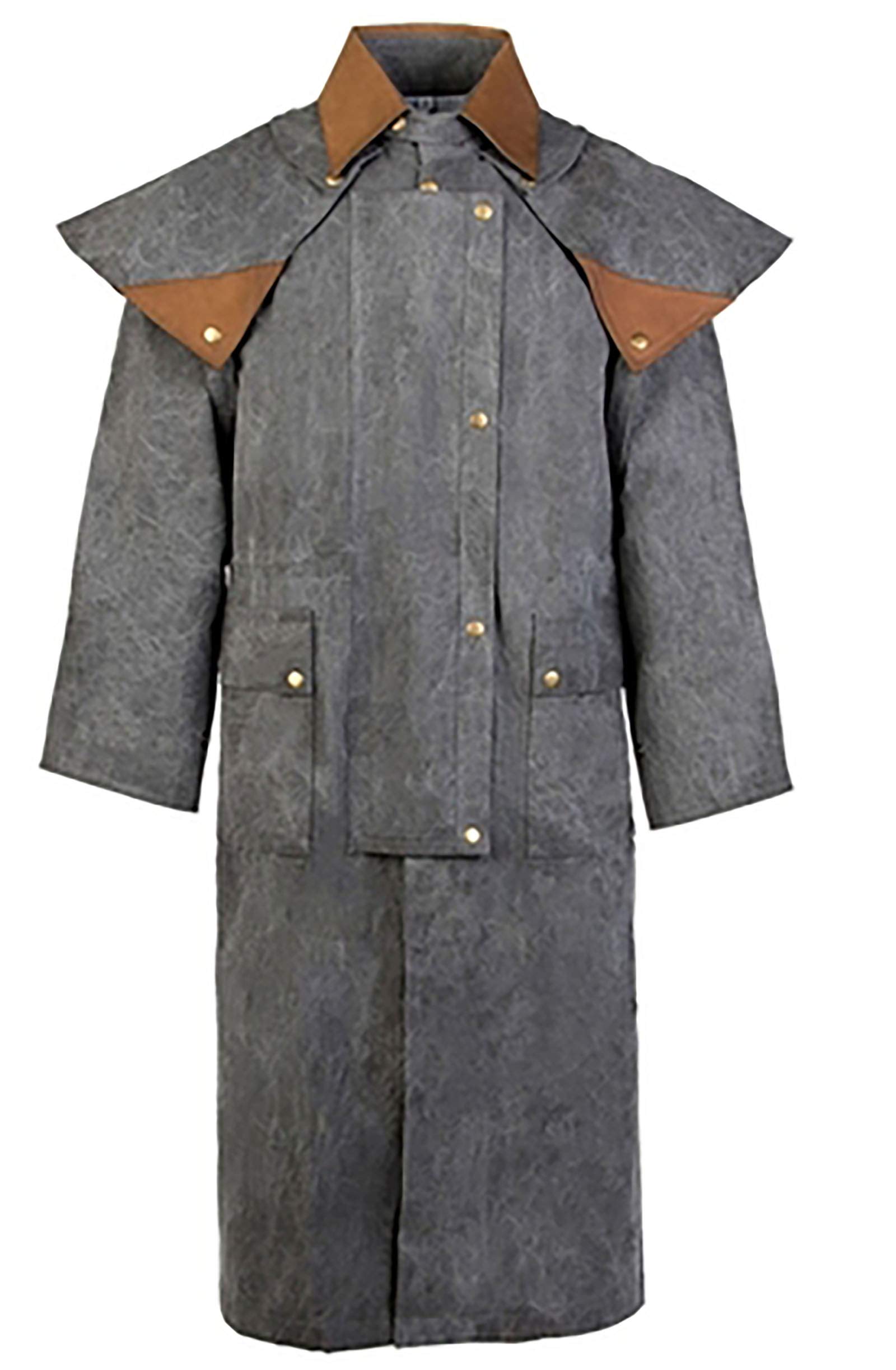 Men's Waterproof Oilskin Duster Coat - Australian Drover Style Oil Cloth Jacket for Outdoor Work & Ranch Wear (23101) - Perfect for Farming, Hiking & Bad Weather Protection