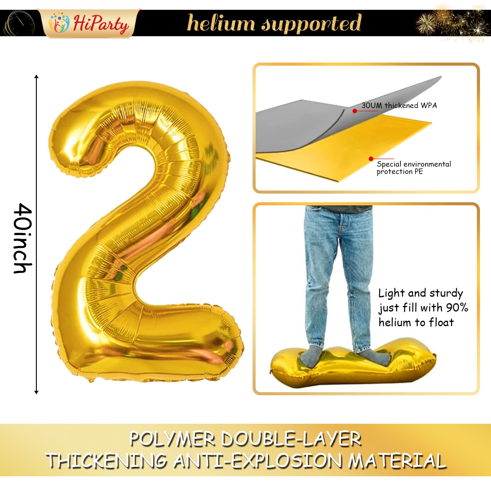42 Inch Large 2025 Balloon Numbers with Star Balloons - Gold Foil Graduation Party Decorations & Supplies for 2025 Graduation Celebrations, Birthday Parties, and Special Events