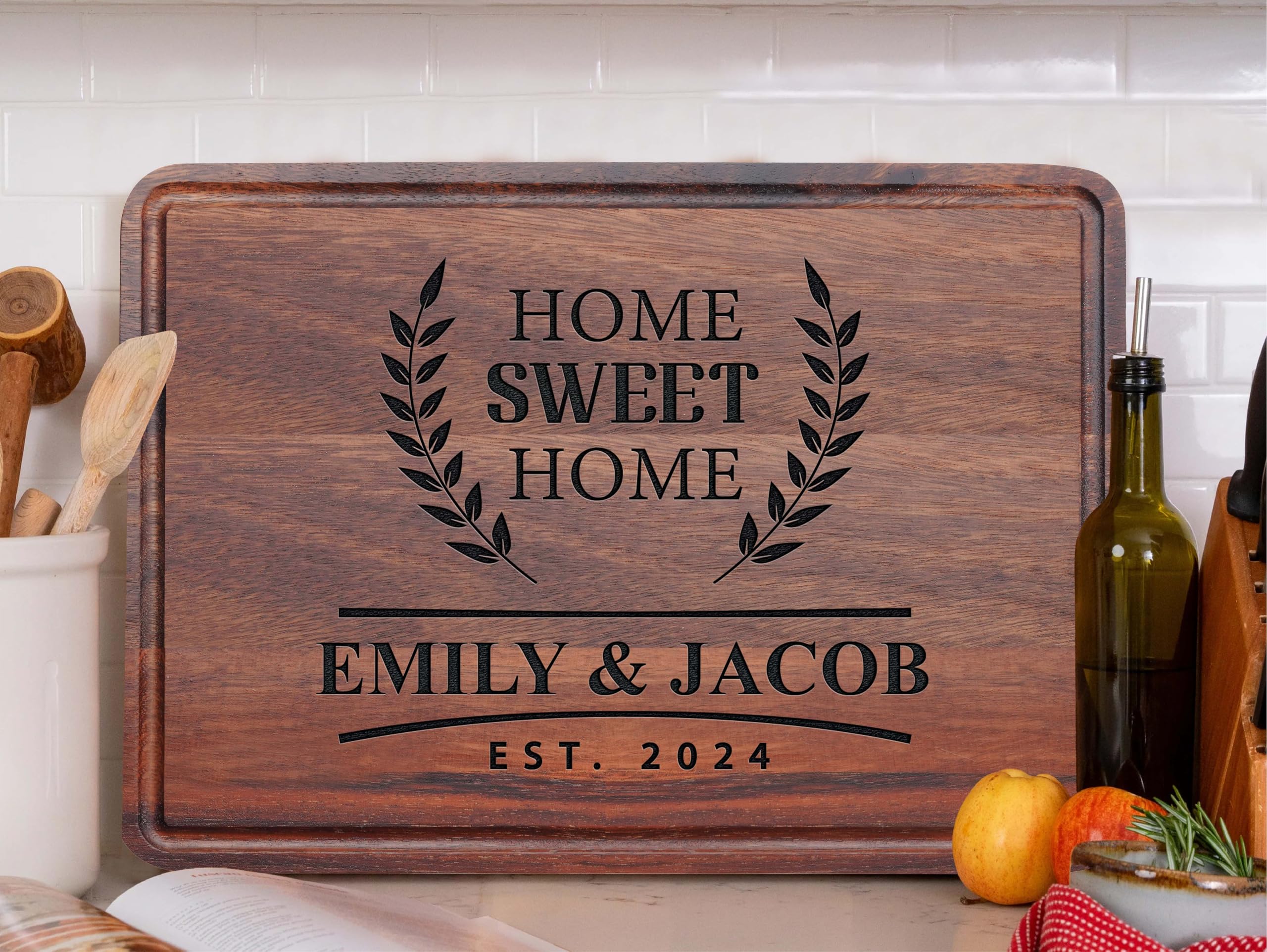 **Personalized Bamboo Cutting Board - Custom Housewarming Gift for New Homeowners, Couples & First-Time Buyers - Christmas Real Estate Gift Idea - Perfect for Kitchen Decor & Housewarming Parties**