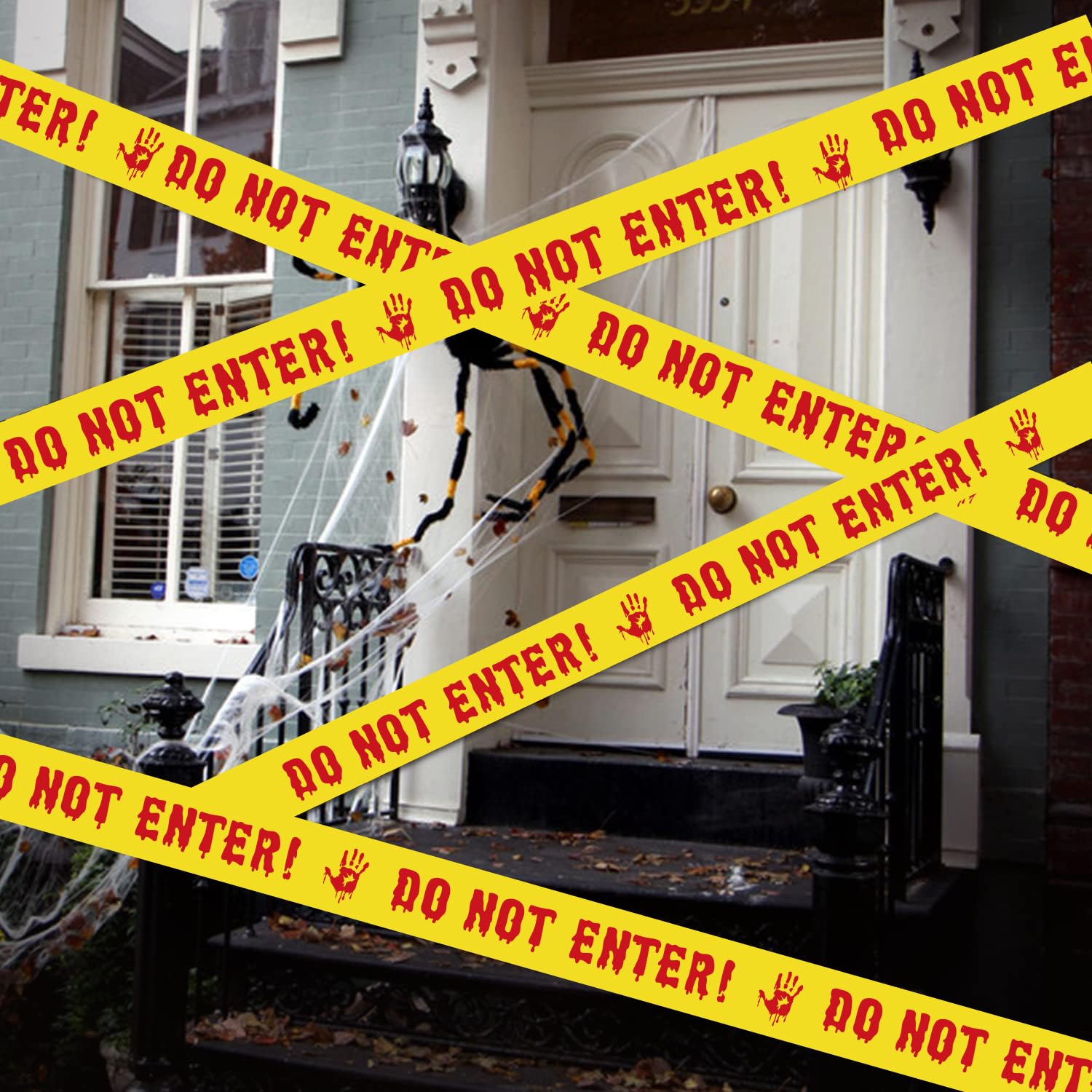 DIYASY Halloween Caution Tape Decorations - 1.9inch x 82ft Yellow Scary Danger Warning Tape for Haunted House, Party & Outdoor Decor - Perfect for Halloween Parties, Haunted Houses, Crime Scene Themes & Spooky Events