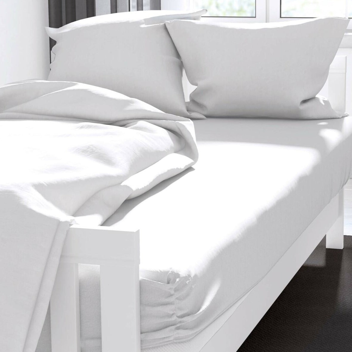 Belledorm 400 Thread Count Egyptian Cotton Bed Sheets - Queen Size White Luxury Bedding for Hotel & Home Use