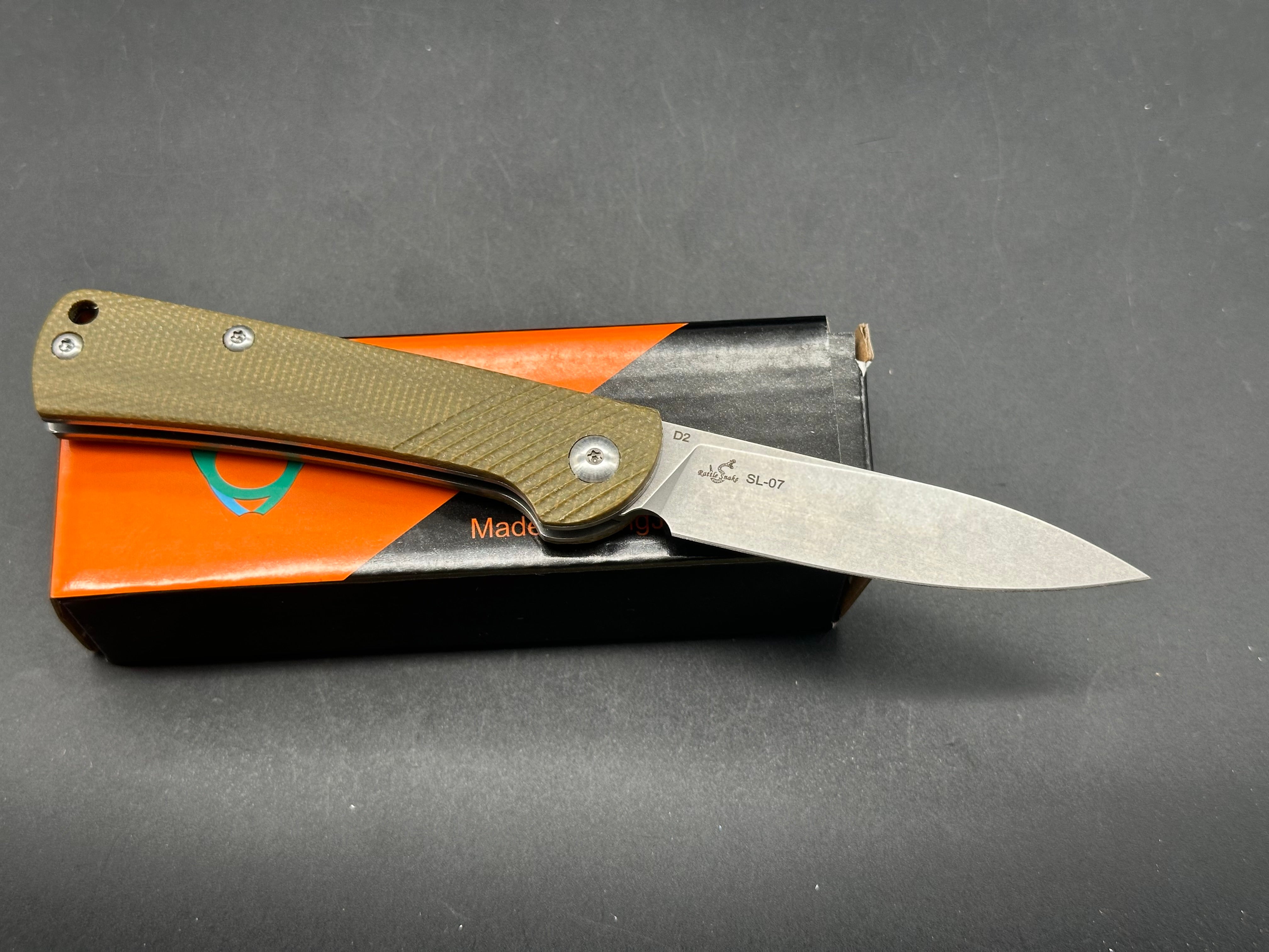 Sixleaf SL07 Slip Joint Pocket Knife with Green Micarta Scales & D2 Steel Blade - Perfect for EDC, Camping, and Outdoor Adventures