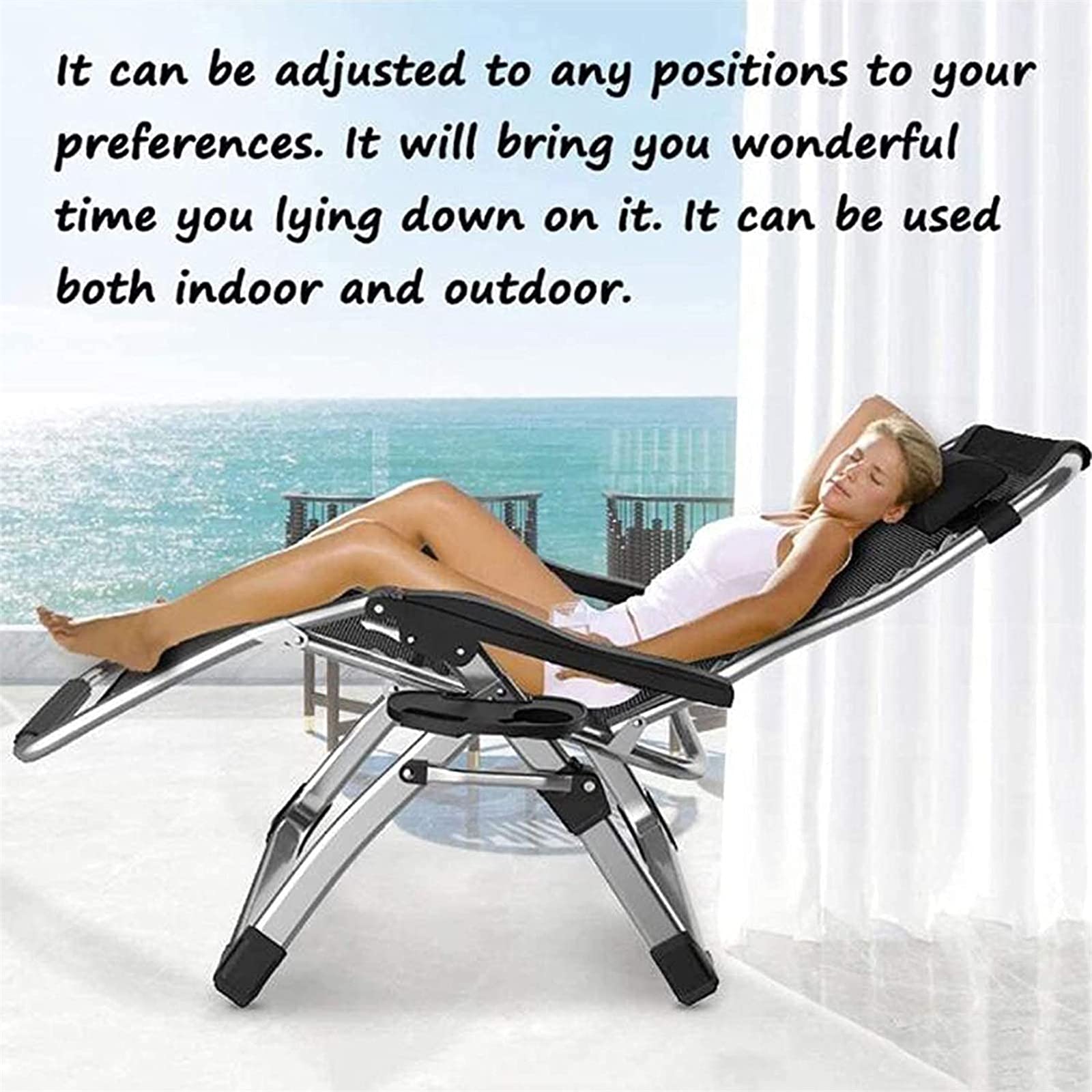 CHLDDHC Extra Wide Zero Gravity Recliner Chair - Adjustable Outdoor Lounger with Cup Holder & Support Cushions (200kg Capacity) - Perfect for Patio, Poolside, Garden Relaxation & Backyard Camping