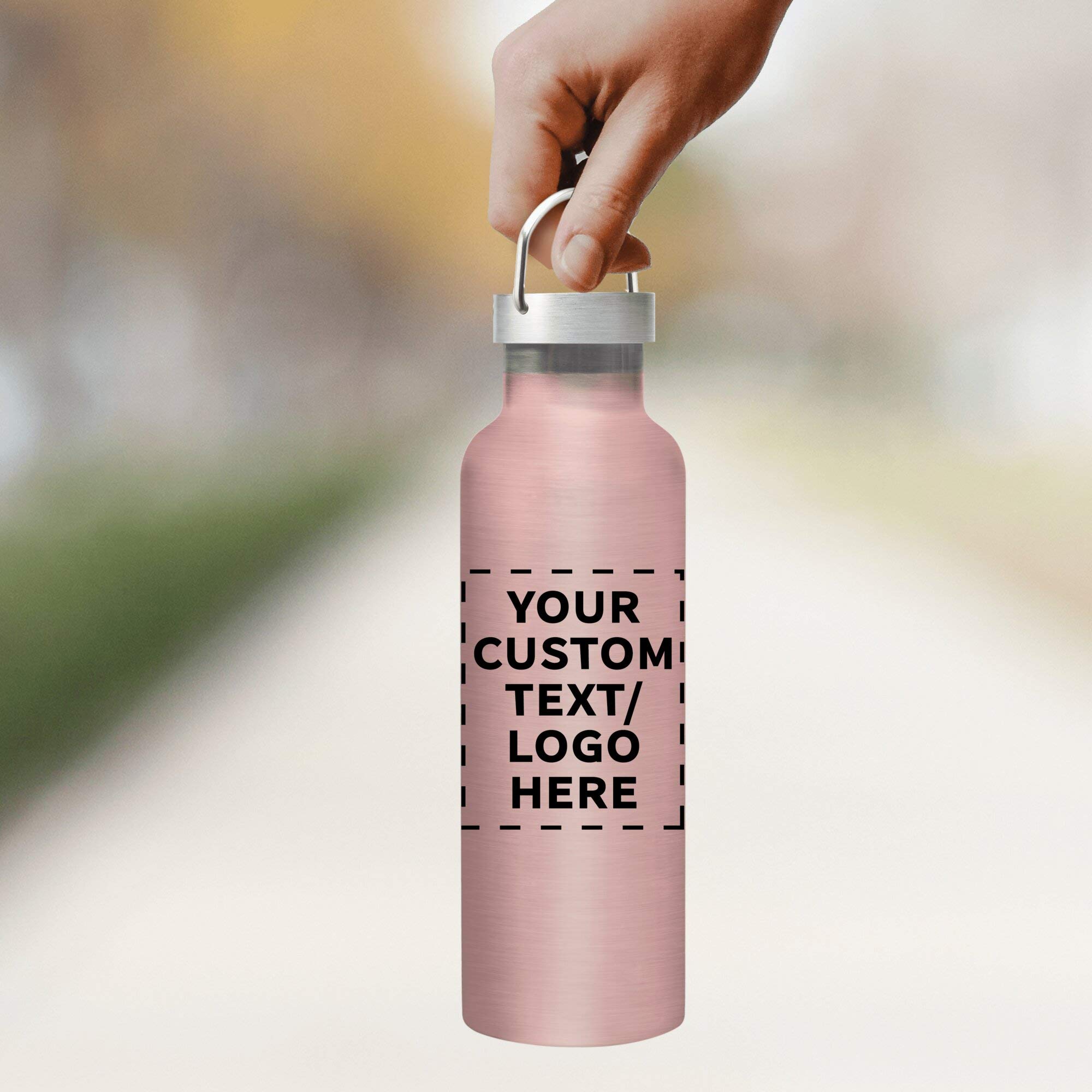 Custom Stainless Steel Water Bottles 25oz (Set of 6) - Personalized Rose Gold Canteens for Events, Giveaways & Business Promotions - Bulk Pack for Corporate Gifts, Team Building & Outdoor Activities