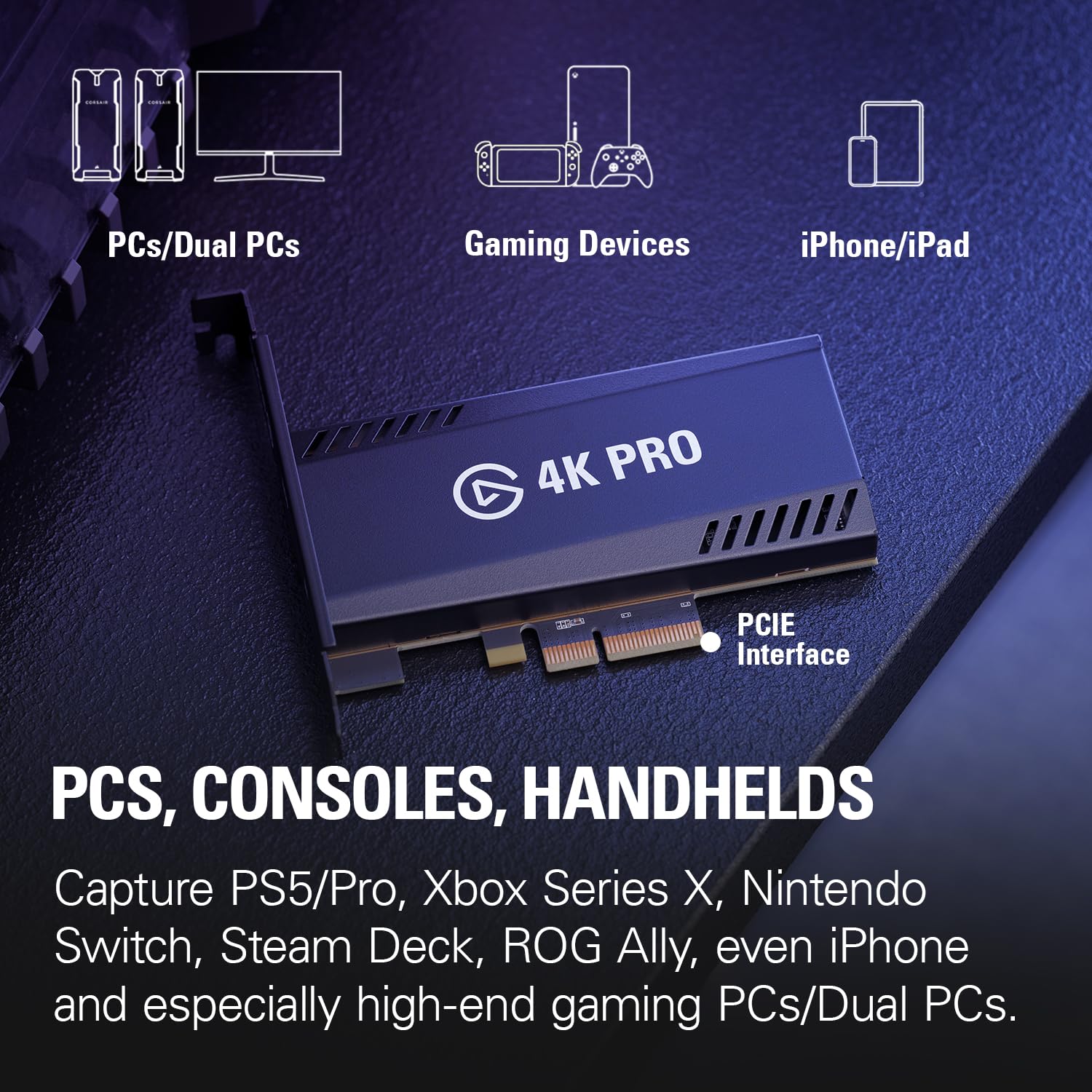 Elgato 4K Pro Internal Capture Card - 8K60 Passthrough & 4K60 HDR10 with Ultra-Low Latency for PS5, Xbox Series X/S, PC, OBS - Perfect for Live Streaming, Game Recording & Dual PC Setups (Windows Compatible)
