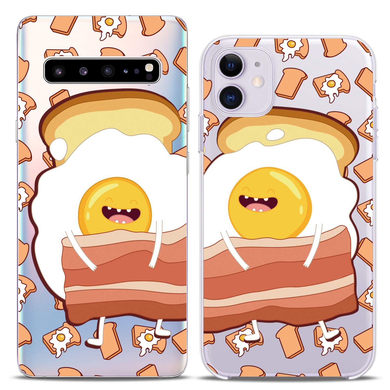 Matching Couple Phone Cases for iPhone 16/15/14/13/12/11 Pro Max/Mini/XS/X/8 Plus/7/Xr/SE - Cute Gudetama Silicone Cover Set - Perfect Gift for Couples, Best Friends & Siblings - Funny Bacon & Egg Design for Everyday Use & Special Occasions