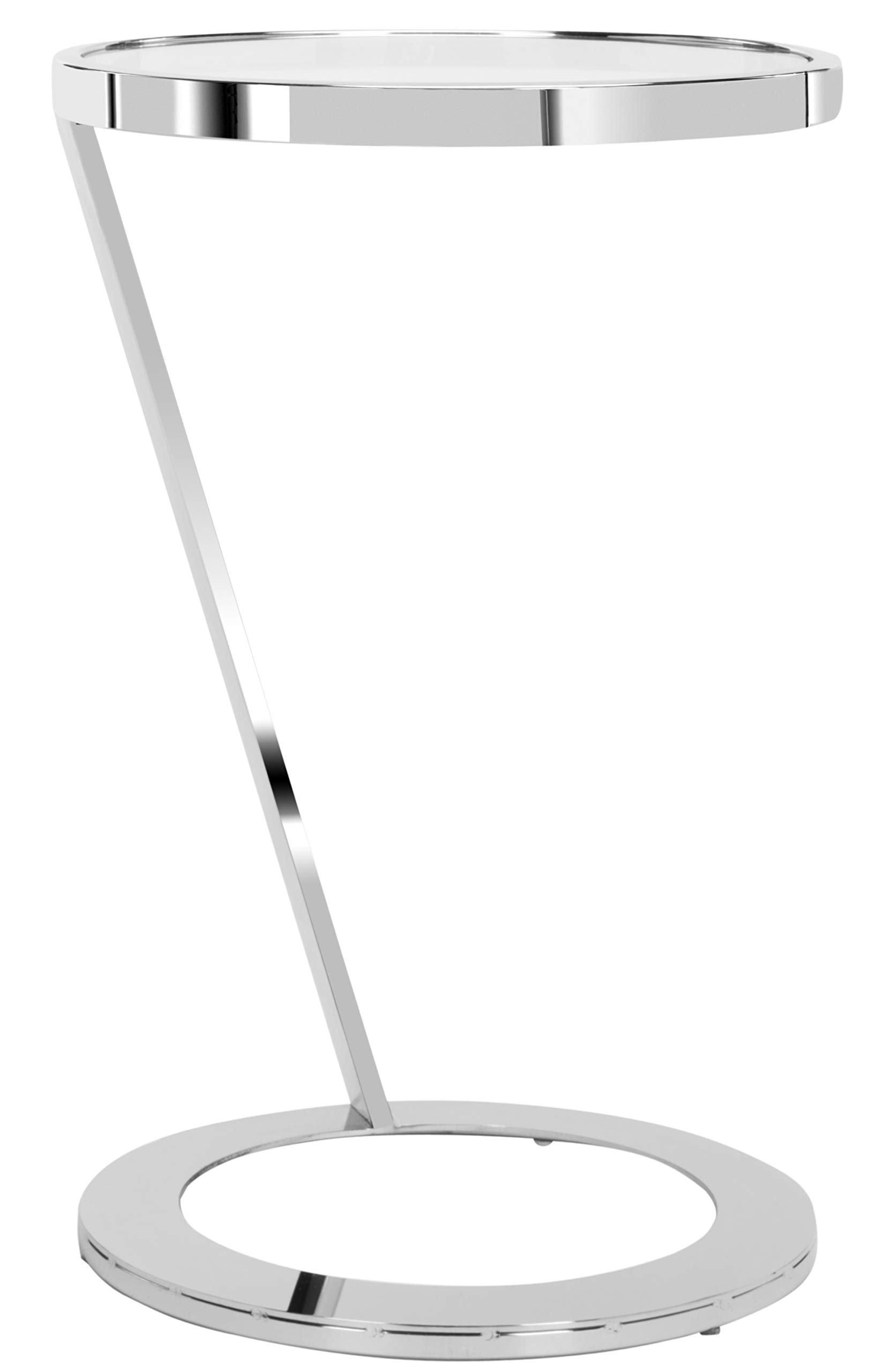 Safavieh Couture Home Mariana Chrome Stainless Steel Glass Top End Table - Modern Side Table for Living Room, Bedroom & Office Decor