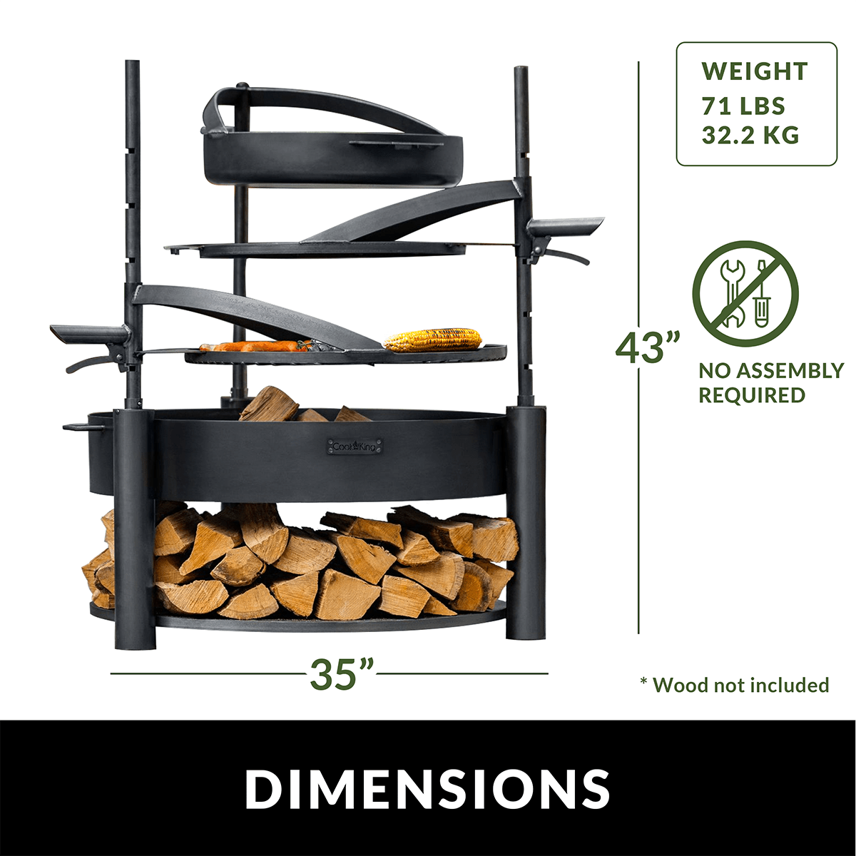 Montana X 32 Deluxe 3-in-1 Fire Pit - Outdoor Wood Burning, Cooking & BBQ Grill - Perfect for Backyard, Camping & Patio Gatherings