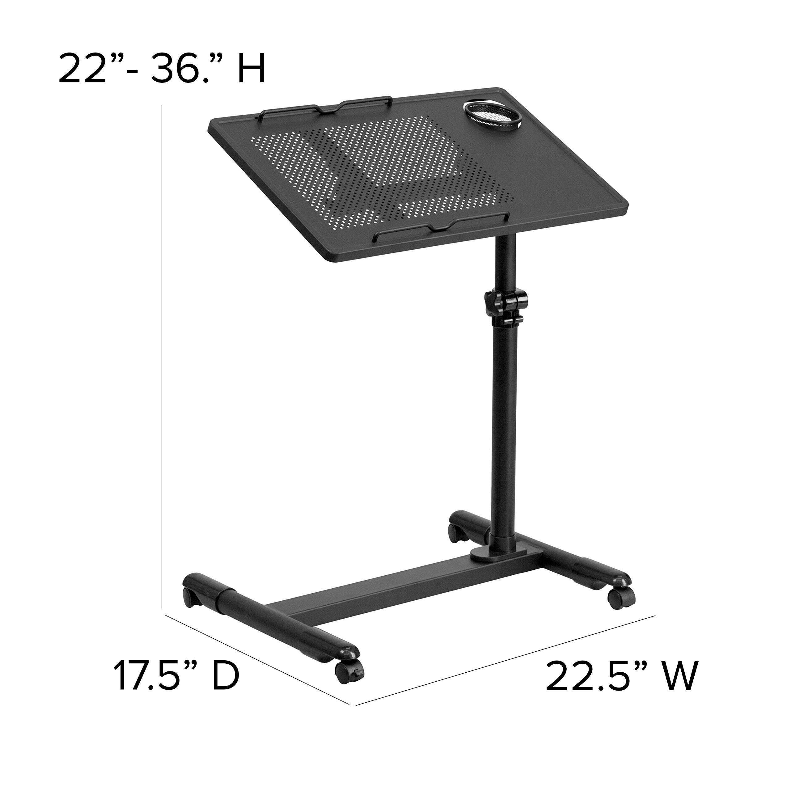 Adjustable Height Mobile Computer Desk - Black Steel Office Desk for Home & Workspace | Flash Furniture Macon | Perfect for Small Spaces, Gaming & Remote Work