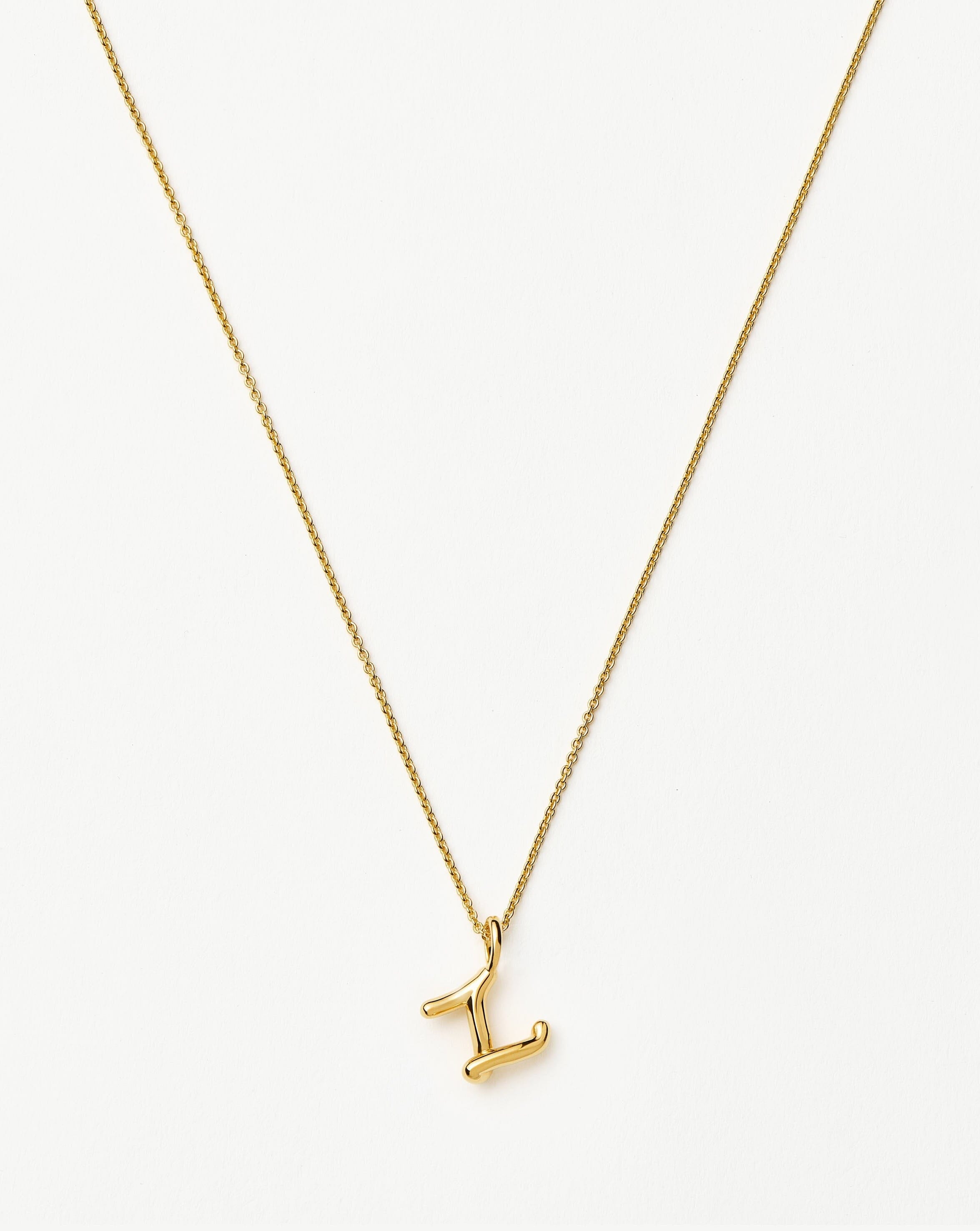 Curly Molten Mini Initial Necklace - 18k Gold Vermeil Personalized Jewelry for Women | Perfect Gift for Birthday, Anniversary & Valentine's Day