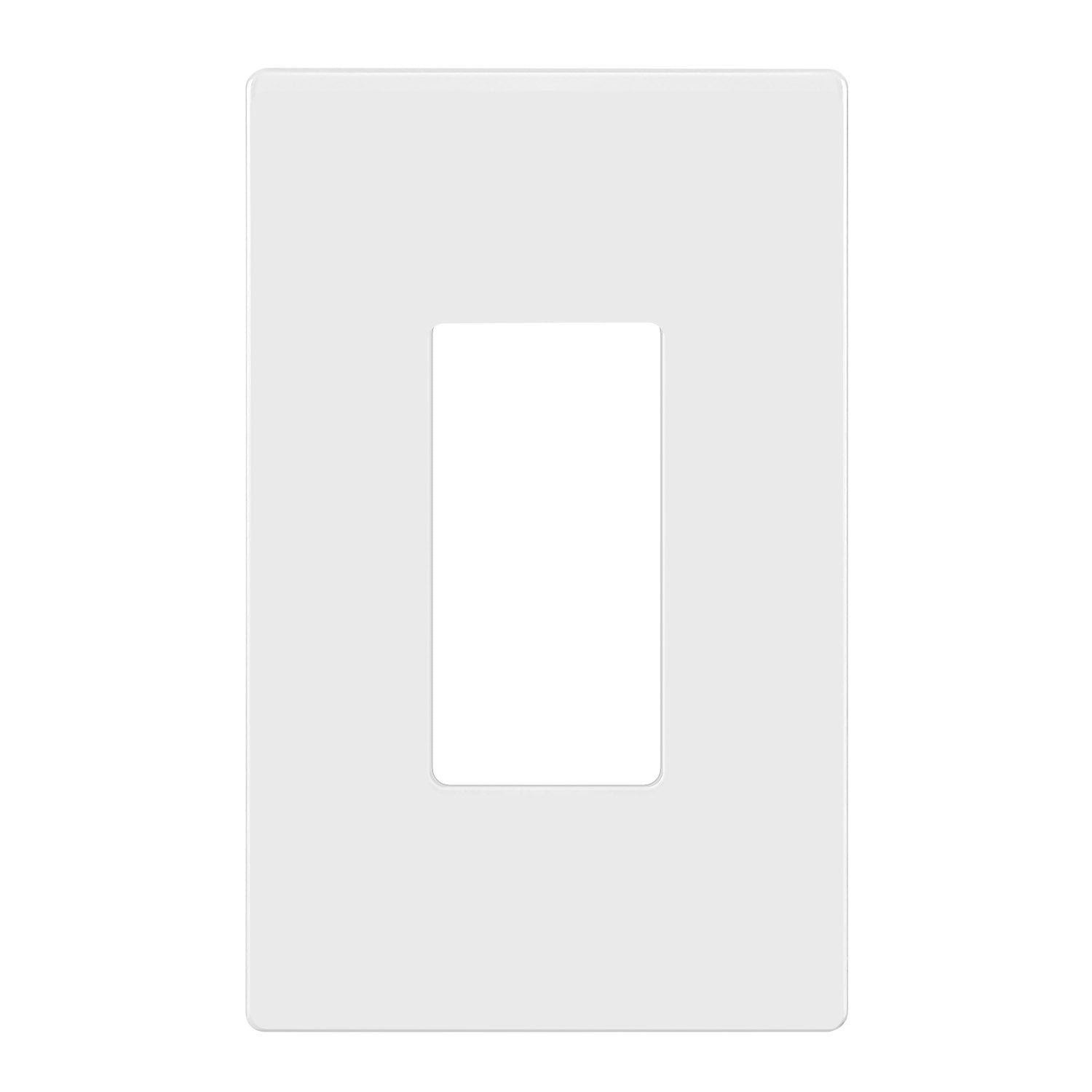 1 Gang Decorator Rocker Screwless Wall Plate - White | Standard Size Electrical Outlet Cover | Perfect for Home, Office & Commercial Spaces