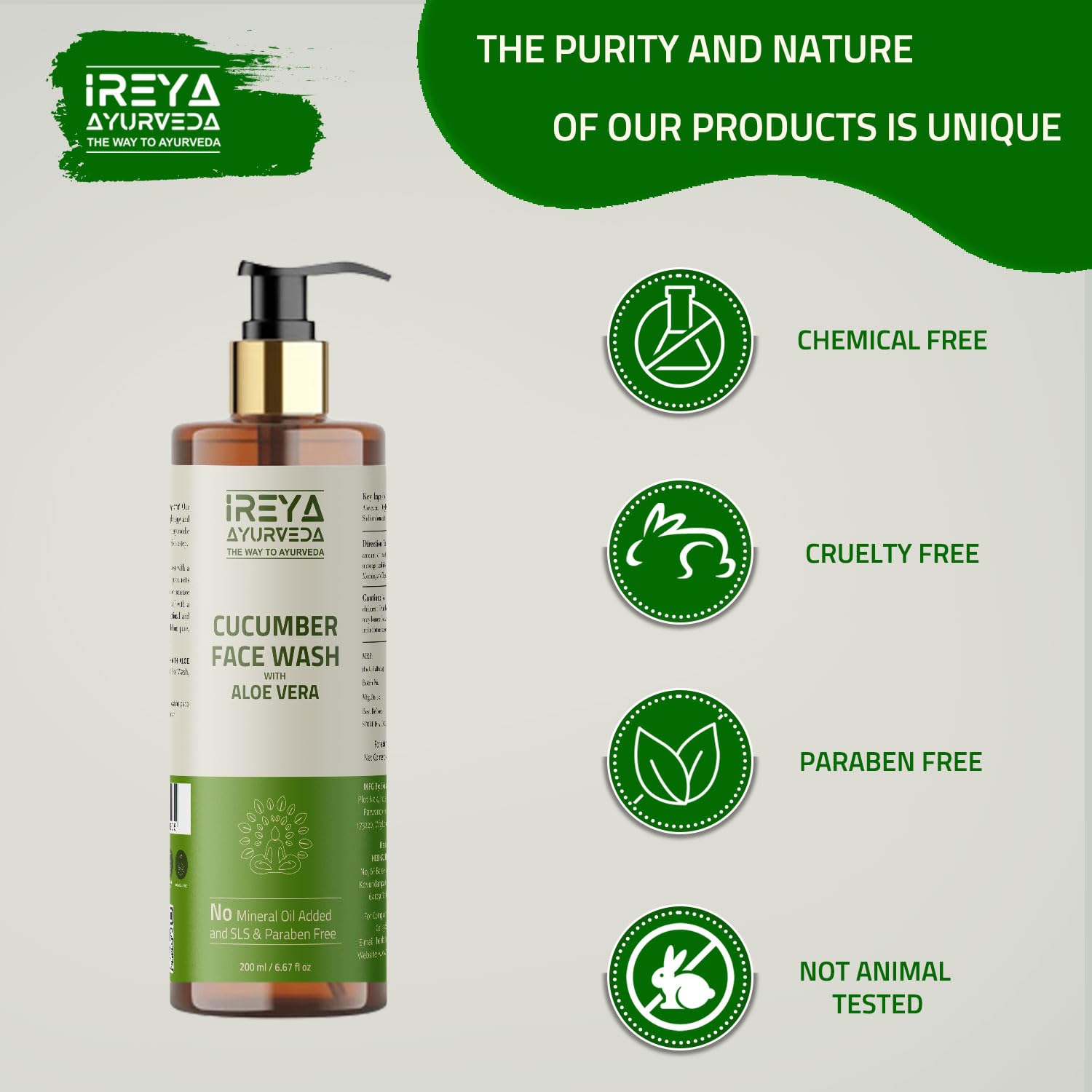 Cucumber Aloe Vera Face Wash 200ml (6.76oz) - Gentle Cleanser for Men & Women with Cucumber Extract & Aloe Vera Gel - Pure, Vegan, Cruelty-Free - Perfect for Daily Skincare & Acne-Prone Skin