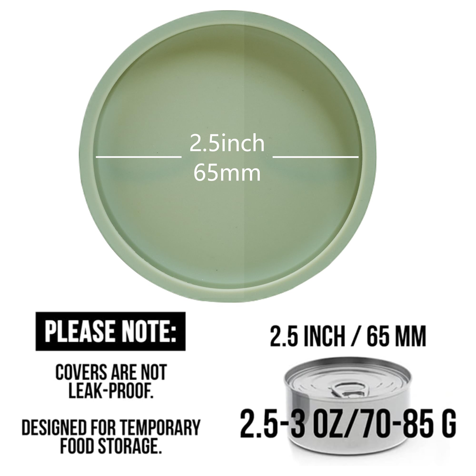 OHMO 2 Pack Silicone Cat Food Can Lids for 3 oz Cans - Small Size Pet Food Can Covers, Leak-Proof & Airtight Seal - Perfect for Freshness & Portion Control (Light Green) - Ideal for Travel, Camping & Leftover Storage