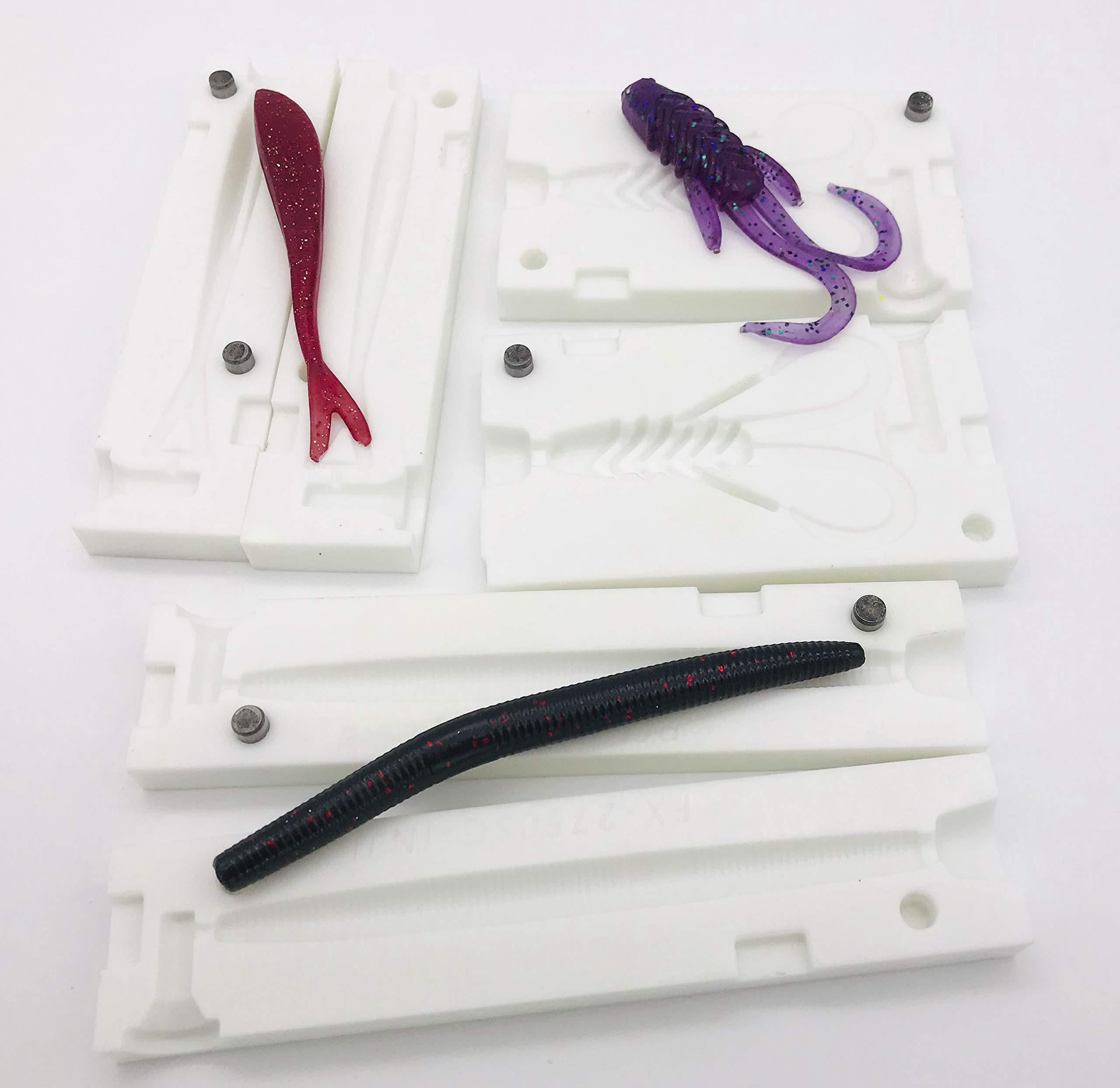 INJEX Vital BASS Lure Making Kit - 3 Soft Plastic Injection Fishing Lure Molds with Injector & 6 Resin Colors - DIY Bass Fishing Baits for Freshwater & Saltwater Anglers - Perfect for Crappie, Walleye, and Trout Fishing