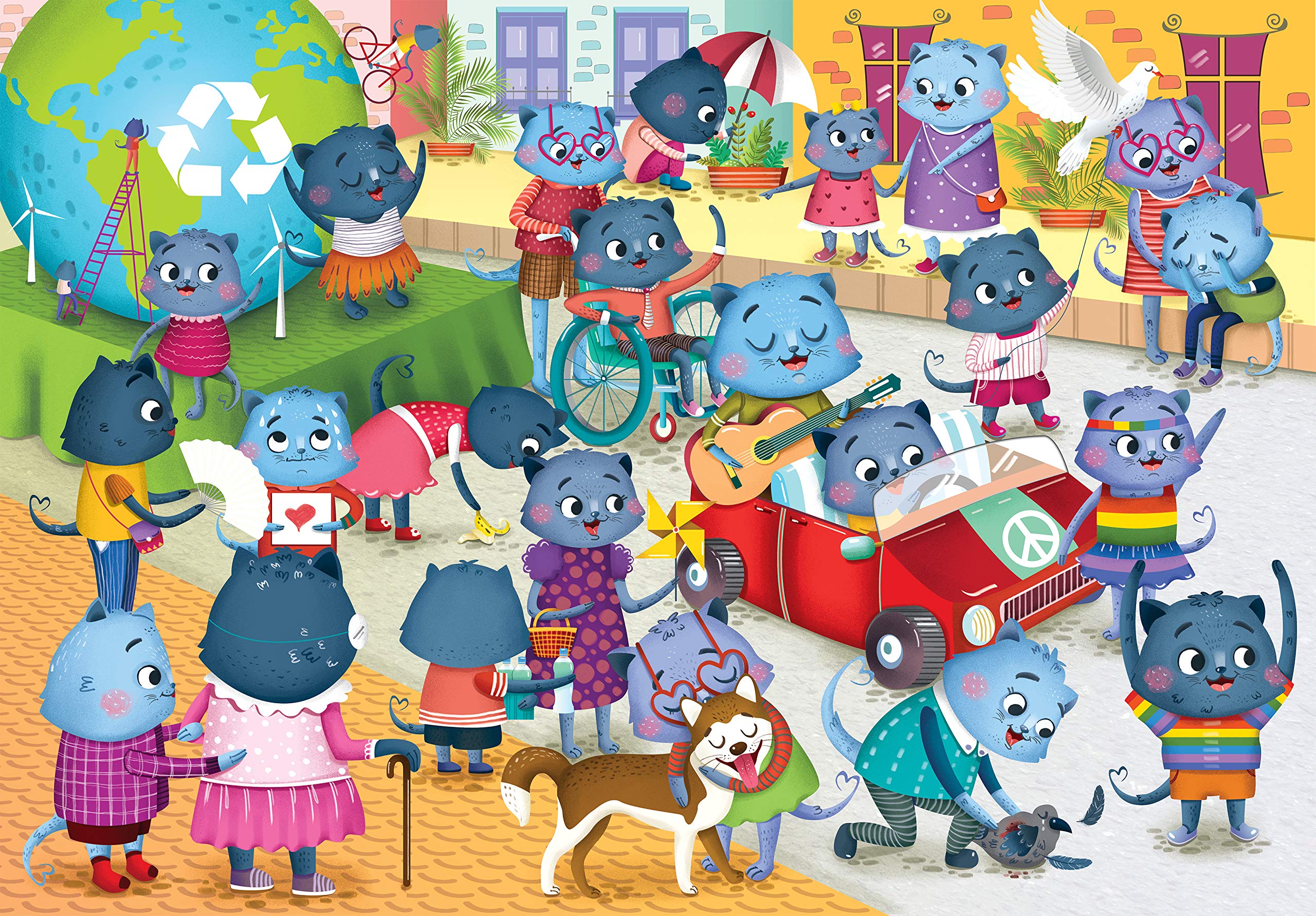 Chalk and Chuckles 100-Piece Jigsaw Puzzle for Kids Ages 5-8 - Caring Cats Theme with Kindness Activities - Educational Learning Toy for Boys & Girls - Perfect for Family Game Night, Birthday Gifts & Classroom Activities