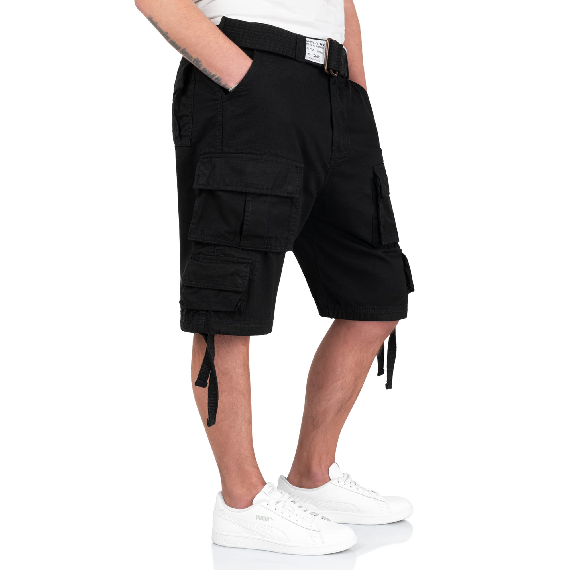 Surplus Division Men's Black Athletic Shorts - Lightweight, Comfortable & Durable for Running, Gym & Outdoor Activities