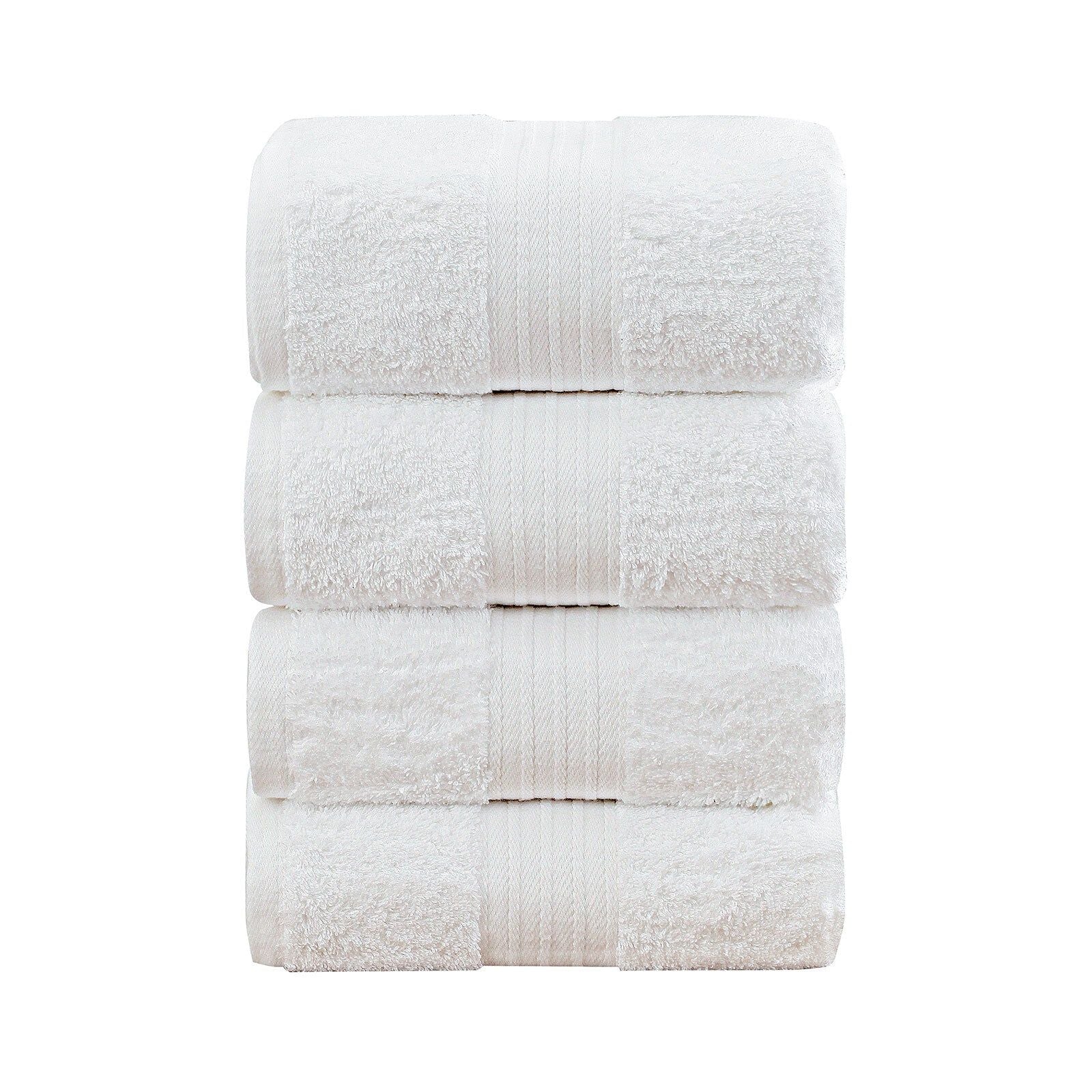 Premium 4-Piece Cotton Bath Towel Set - Soft, Absorbent & Quick-Drying - White Luxury Towels for Bathroom, Spa & Beach - Linenland Collection