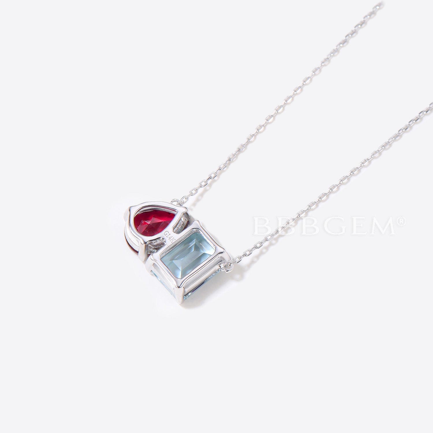 Natural Aquamarine and Ruby Toi Et Moi Necklace - Two Stone Pendant Jewelry for Women - Elegant Gift for Anniversary, Valentine's Day or Special Occasions