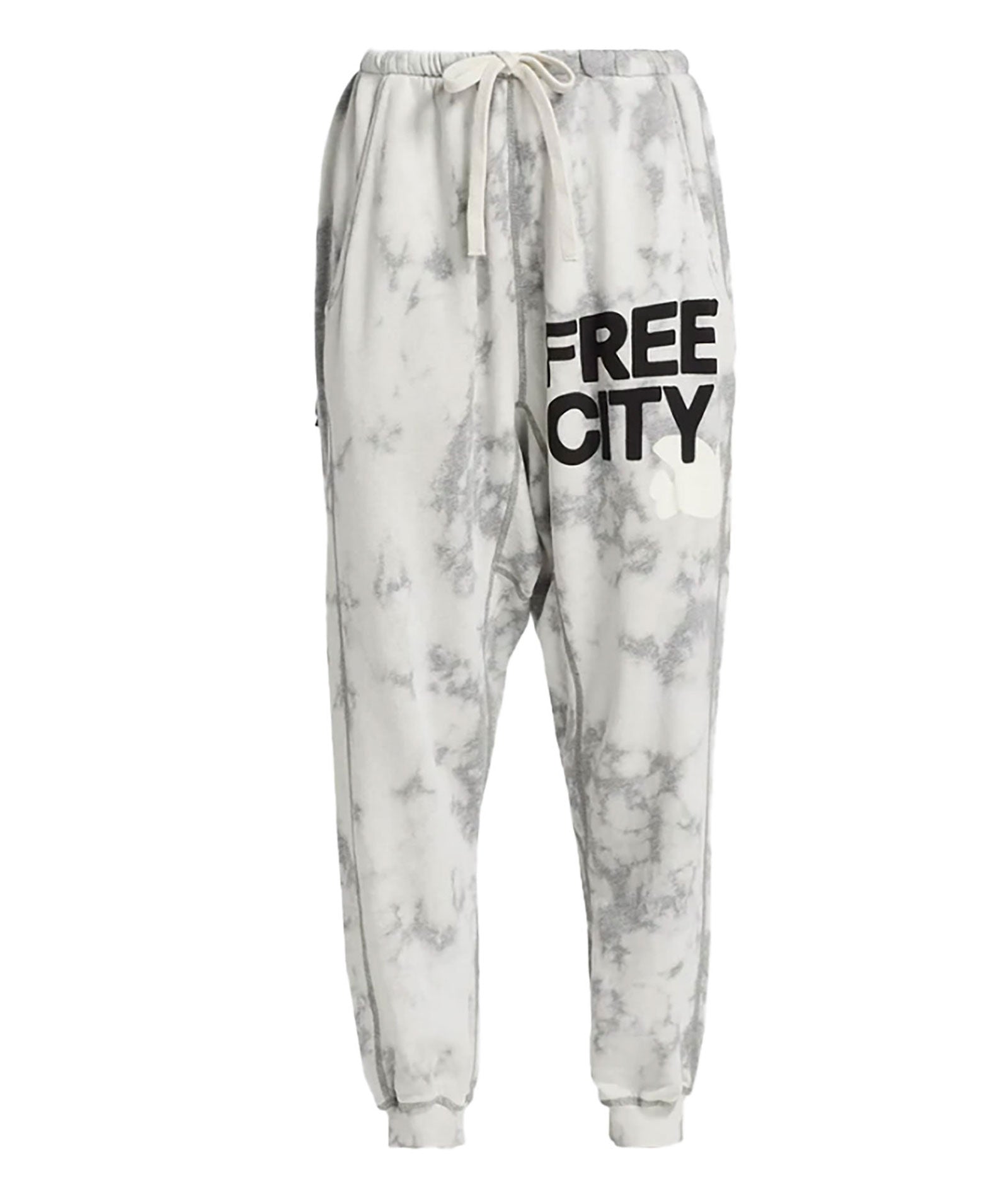 FREECITY Women's High Waist Jogger Sweatpants with Large Pockets - Soft Fleece Lounge Pants for Workout, Yoga & Casual Wear (White Storm)