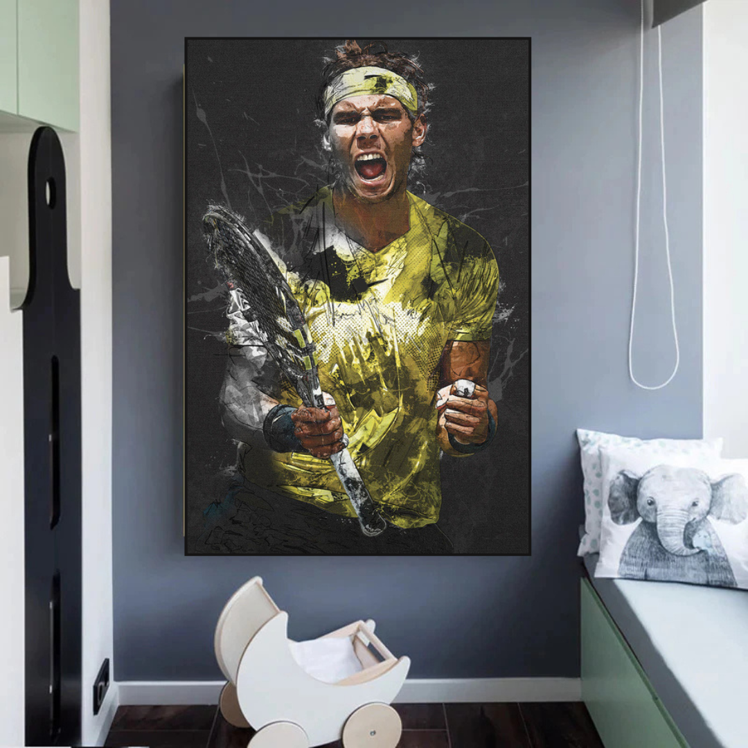 Rafael Nadal Tennis Legend Sports Canvas Wall Art - Premium Decor for Home, Office, Gym & Tennis Fan Gifts