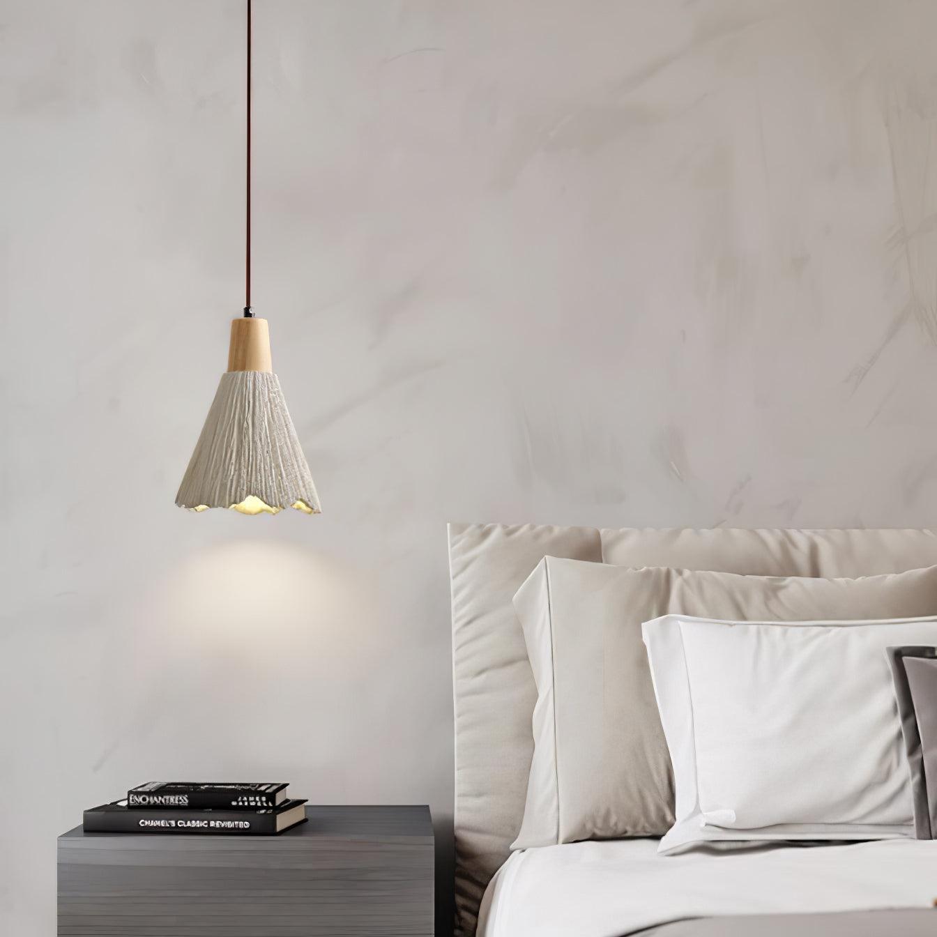 Modern Concrete Pleated Pendant Light Fixture - Industrial Chic Hanging Lamp for Kitchen Island, Dining Room & Bedroom Lighting