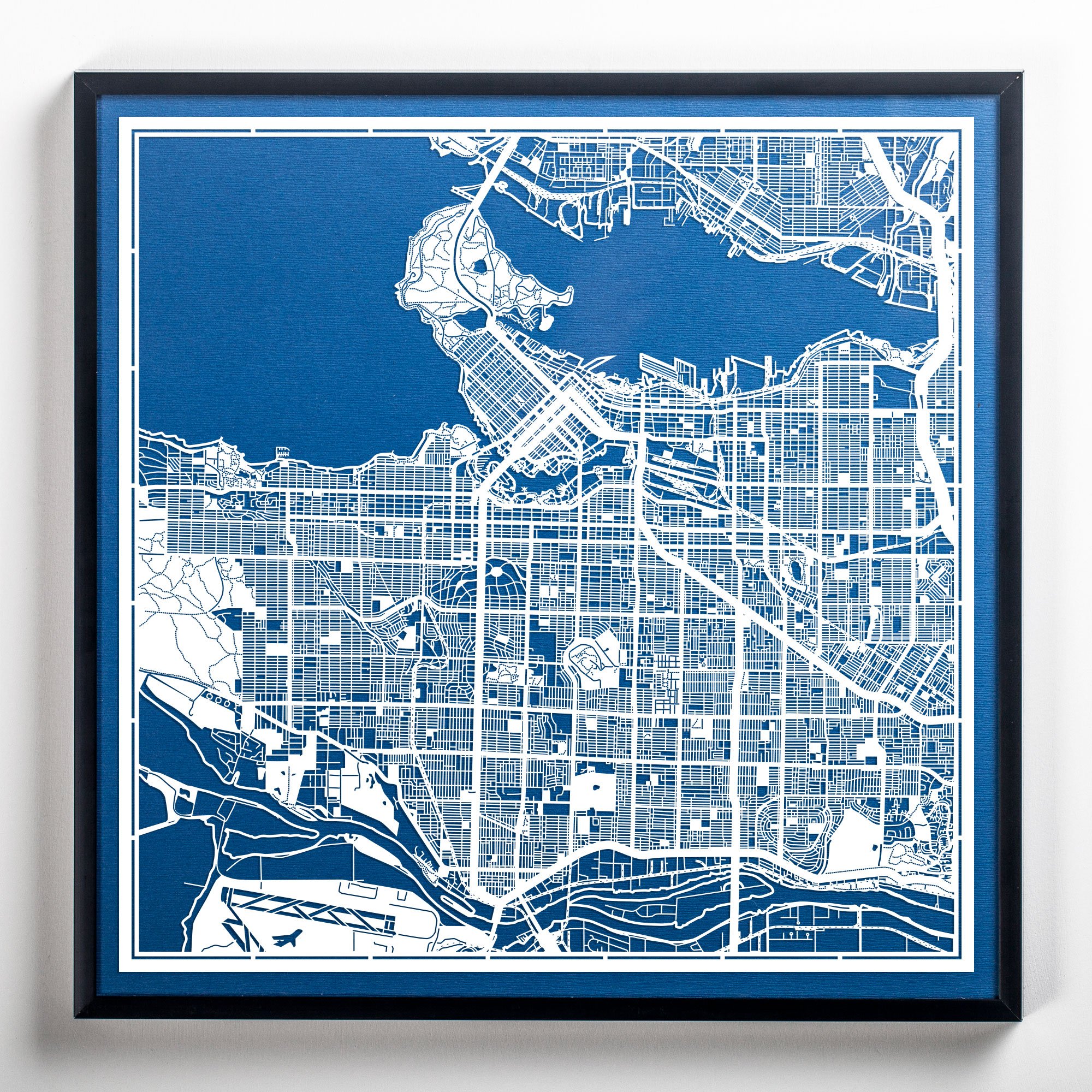 Vancouver Paper Cut Map Wall Art - 12x12 Inches White Paper Cityscape by O3 Design Studio | Perfect for Home Decor, Office & Gift Giving