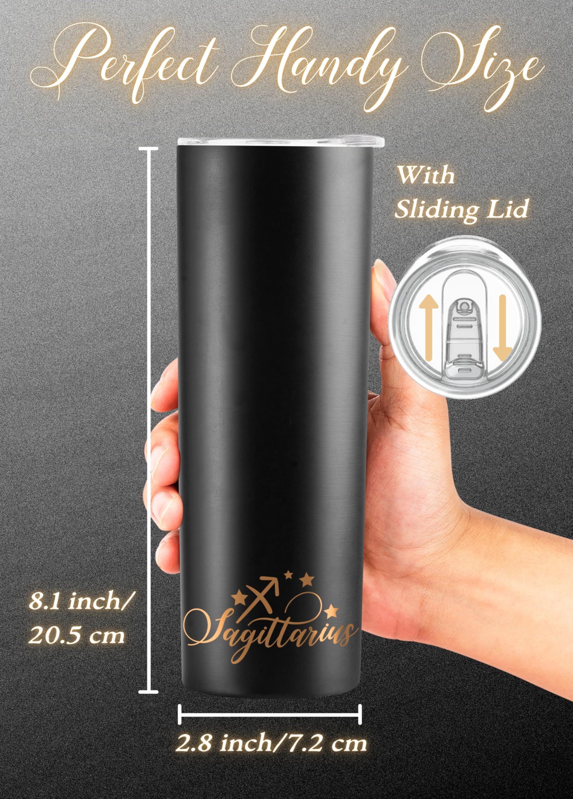 Onebttl Zodiac Gifts for Women - Best Friend Birthday Gifts for Her - 20oz Stainless Steel Tumbler with Printed Sagittarius Logo - Perfect for Coffee, Tea & Office Use