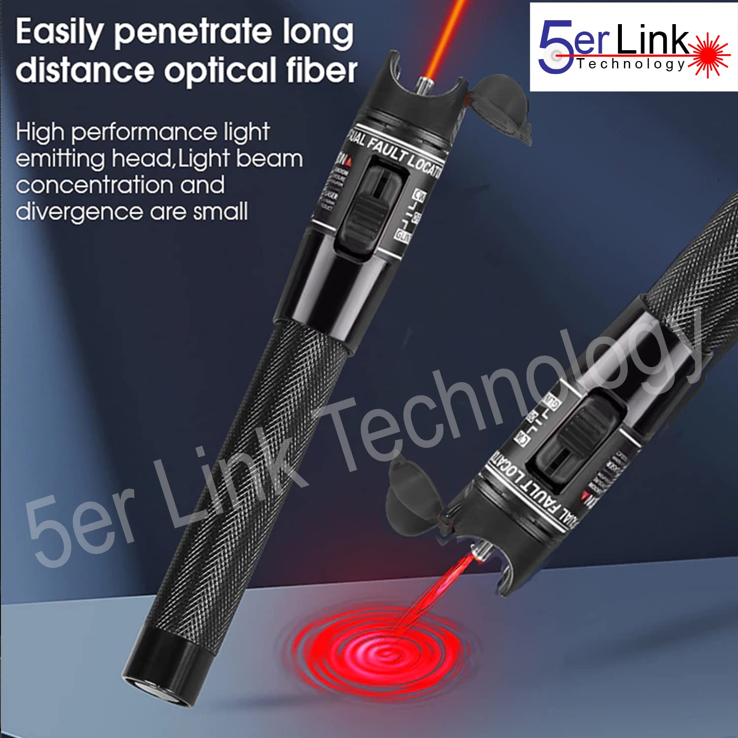 Fiber Optic Cable Troubleshoot Kit - 50mW/50km VFL Visual Fault Locator Pen with LC/SC/ST/FC Coupler Adapters, 2 Cleaners & 3 Patch Cords - Perfect for Network Maintenance, Data Center & Telecom Repairs