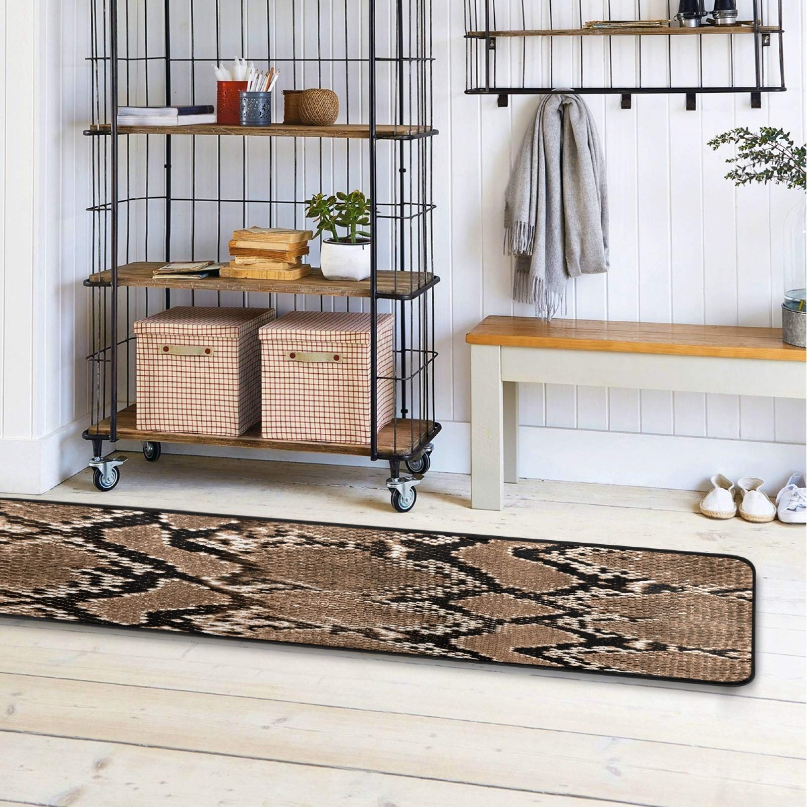 Non-Slip 2'x6' Long Runner Rug with Animal Snake Skin Pattern - Hallway Carpet Mat for Living Room, Bedroom, Bathroom & Entryway | Indoor Home Decor for Modern Houses, Apartments & Dorm Rooms