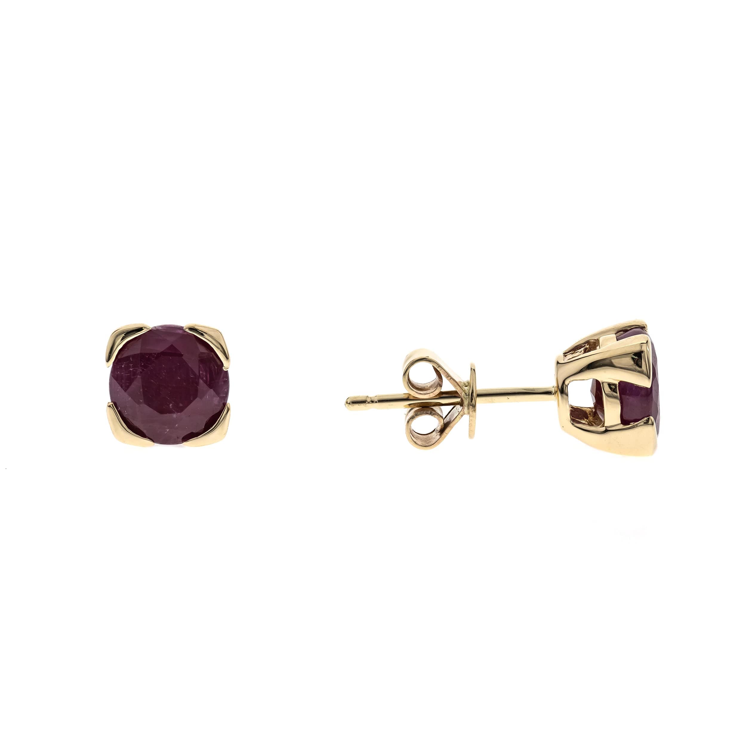 10K Yellow Gold Genuine Ruby Stud Earrings for Women | Round Cut Ethical Ruby Jewelry | Handcrafted Holiday Gift for Her | Perfect for Christmas, Birthday & Anniversary Gifts | Elegant Everyday Wear & Special Occasions