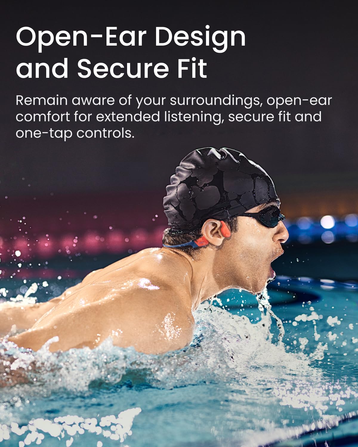 SHOKZ OpenSwim Pro Open-Ear Bluetooth Headphones with 32GB MP3 Player - IP68 Waterproof Bone Conduction Headset for Running, Swimming & Workouts - Secure Fit, Built-in Mic & App Control (Red) - Perfect for Outdoor Sports, Gym Sessions & Water Activities