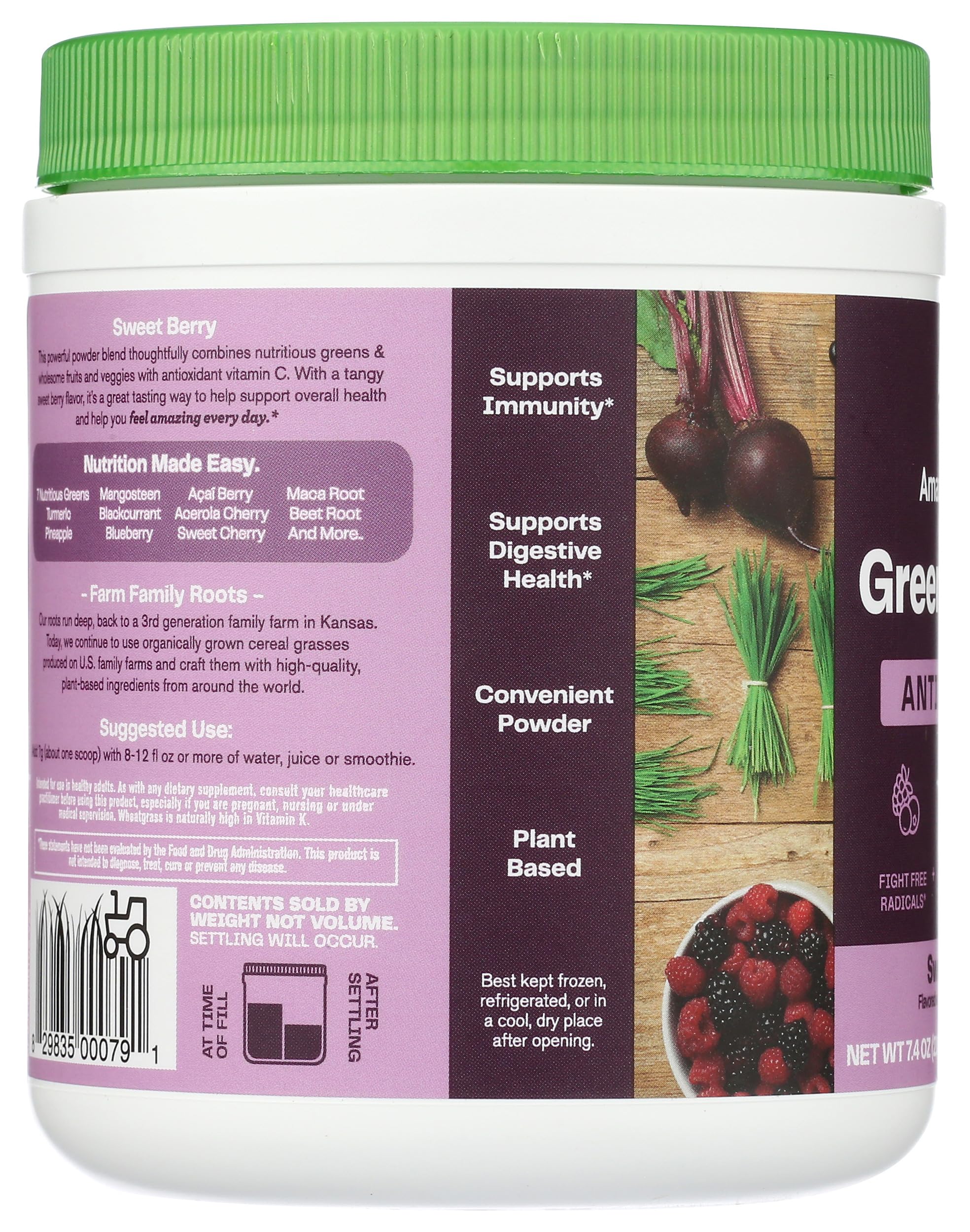 Amazing Grass Sweet Berry Antioxidant Superfood Powder - 7.4 oz | Organic Energy Boost & Immune Support | Perfect for Smoothies, Yogurt & Post-Workout Recovery