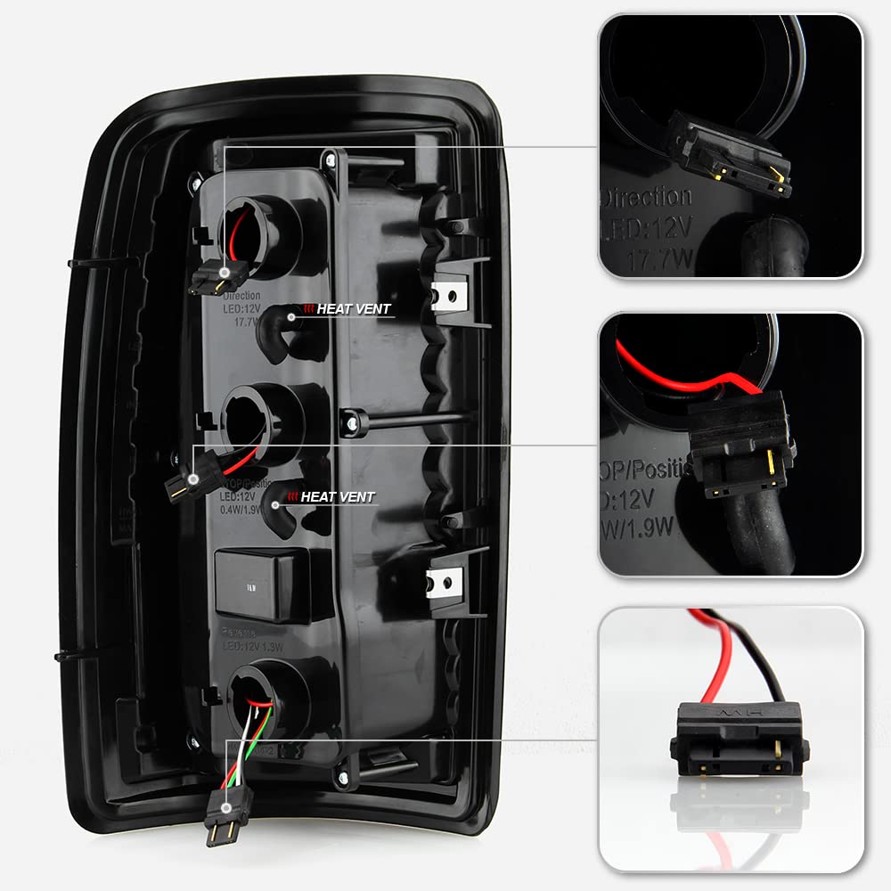 ACANII Chrome LED Tube Tail Lights Brake Lamps Pair for 2000-2006 Chevy Suburban Tahoe GMC Yukon - Left+Right Replacement - Enhance Night Visibility & Style for SUVs