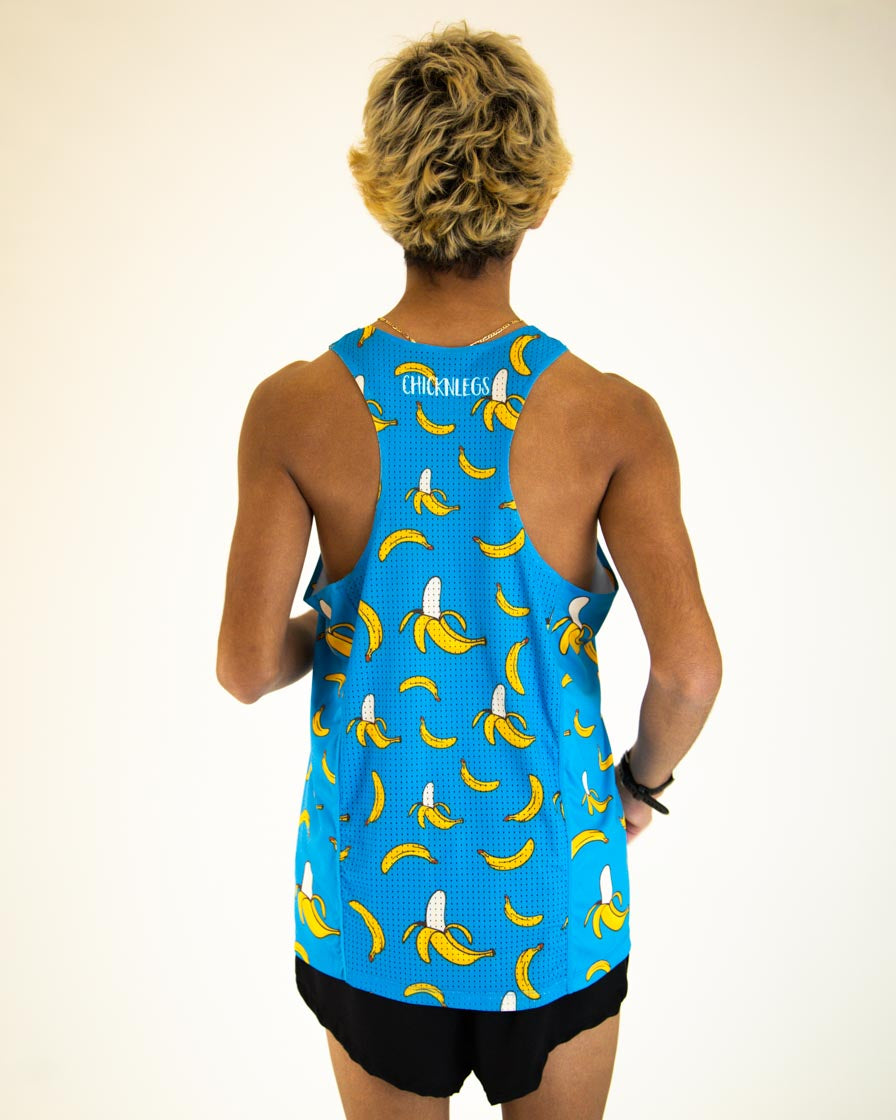 Men's Blue Bananas Performance Singlet - Breathable Workout Tank Top for Running & Gym - Lightweight Athletic Shirt for Men