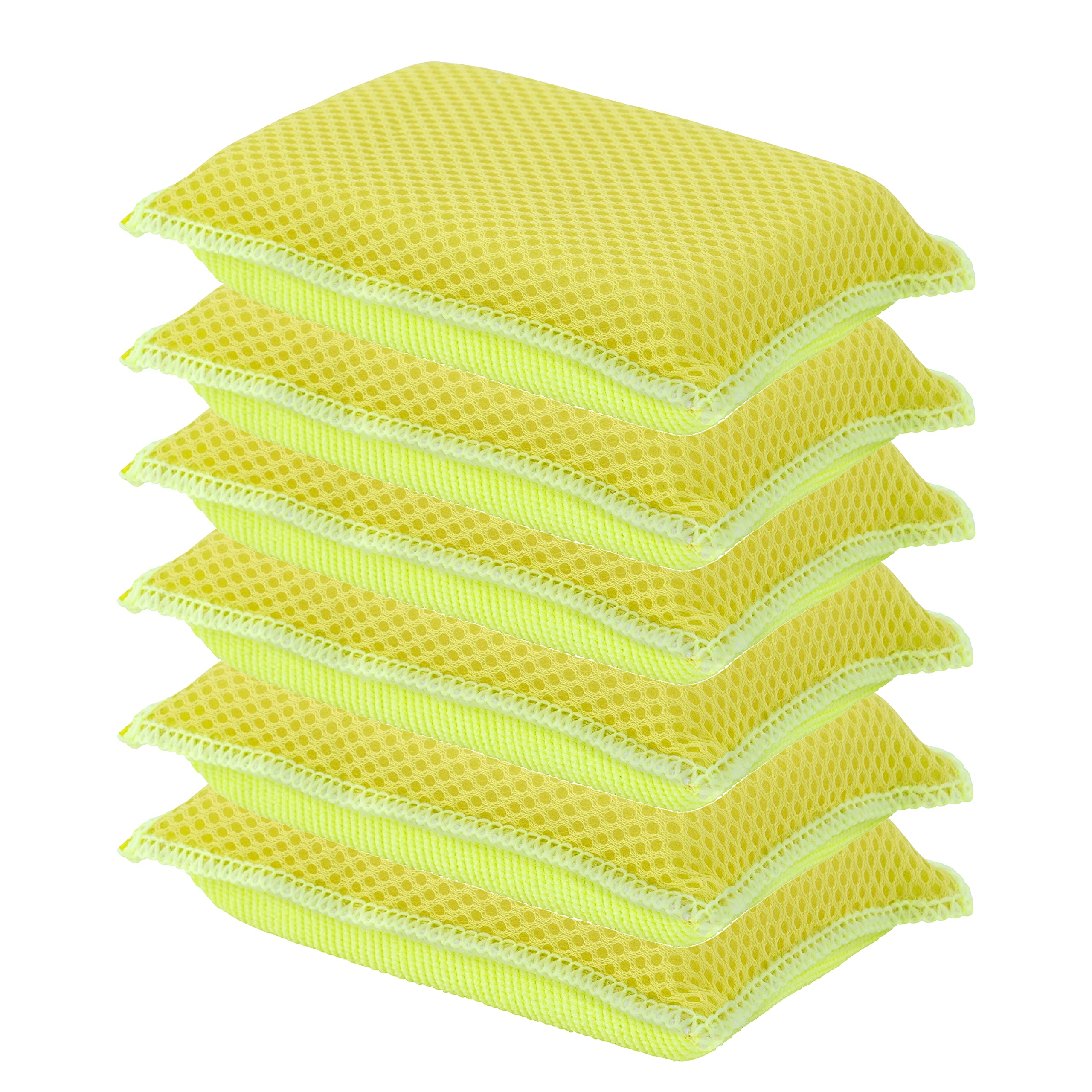 Premium Microfiber Kitchen Sponges - Non-Scratch Heavy Duty Dish Scrubber for Pots, Pans & Dishes - 6 Pack Multi-Purpose Cleaning Sponges for Household, Restaurant & Office Use