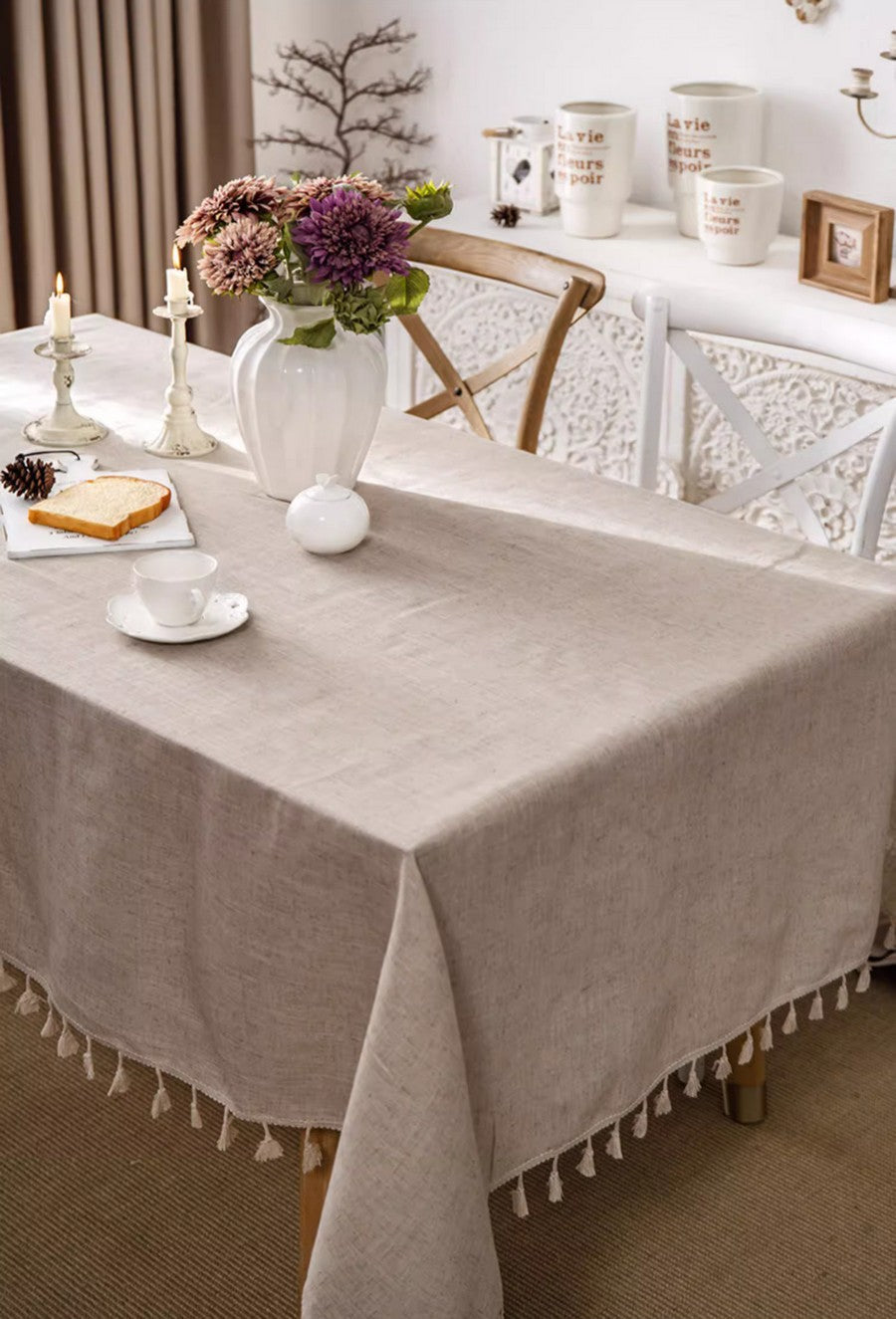 Premium Brown Linen Tablecloth - Elegant Rectangle Dining Table Cover for Home Decor, Modern & Simple Design, Fits Oval & Square Tables - Perfect for Dinner Parties, Holidays & Everyday Use
