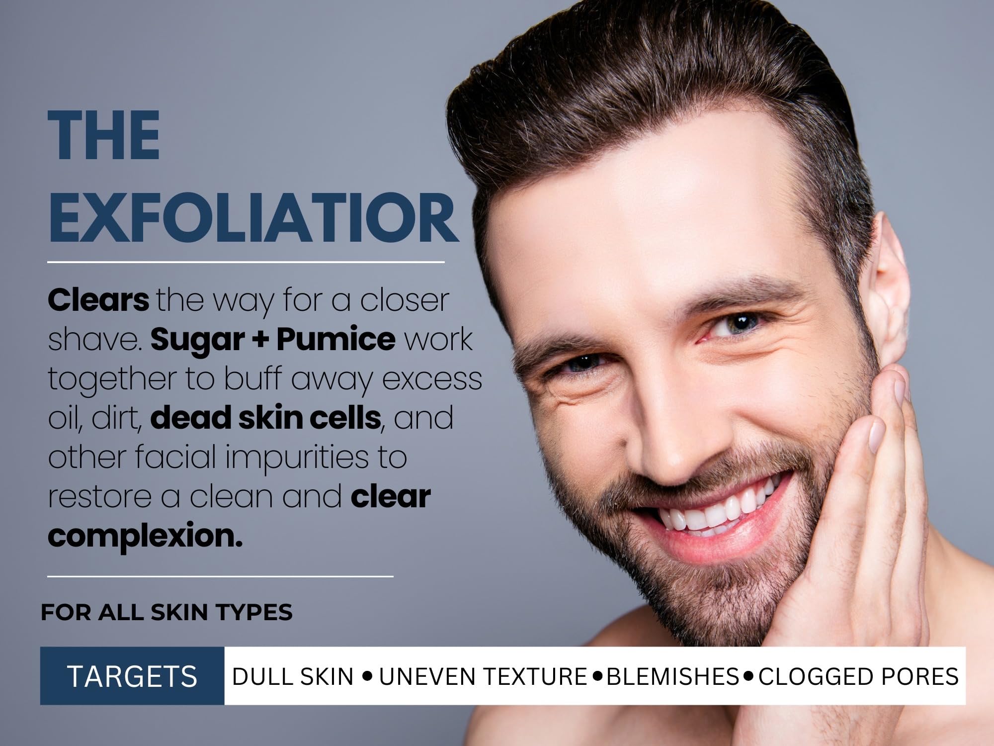 Joli Noir Men's Exfoliating Face Scrub - Activated Charcoal Acne Treatment & Detoxifying Sugar Scrub for Rough, Dull Skin - Deep Cleansing Facial Polish for Daily Skincare Routine & Post-Shave Care