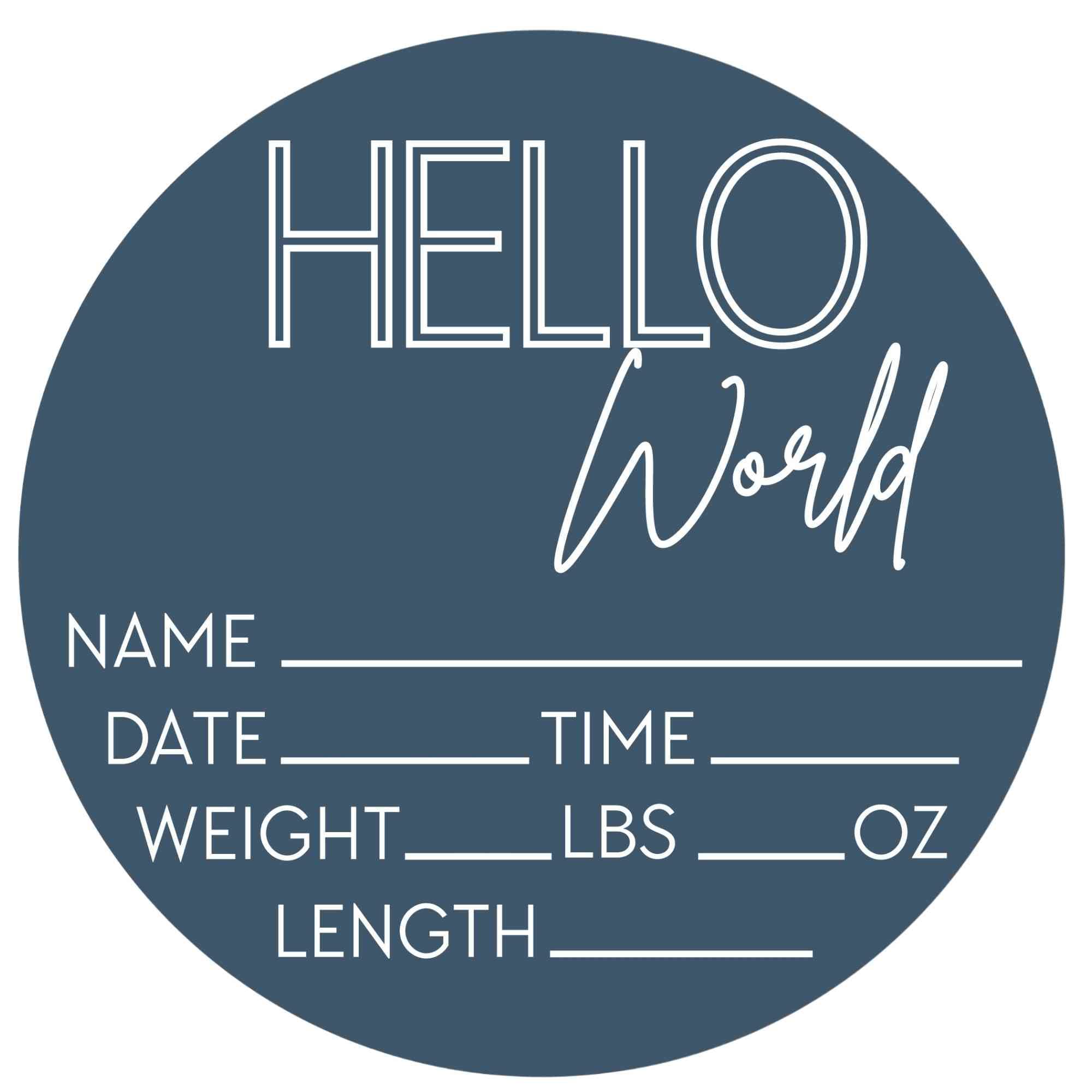 Hello World Newborn Sign - Personalized Baby Name Birth Announcement Plaque for Hospital - Newborn Photo Prop - Blue Nursery Wall Decor - Baby Shower Gift for Boys & Girls - Perfect for Birth Announcements, Nursery Decorations and Baby Photography