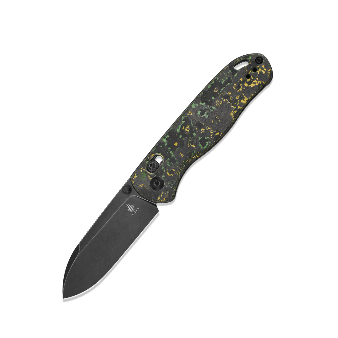 Kizer Ki3619A1 AZO Drop Bear Folding Pocket Knife - CPM 20CV Steel Black Stonewashed Drop Point Blade with Toxic Storm FatCarbon Handles - Perfect for EDC, Camping, Hiking & Outdoor Survival