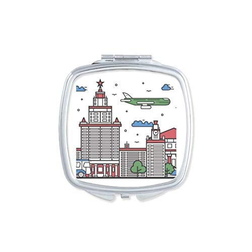 DIYthinker Russia City National Symbol Pattern Mirror - Portable Compact Pocket Makeup Mirror with Double Sided Glass for Travel, Handbag & On-the-Go Touch Ups