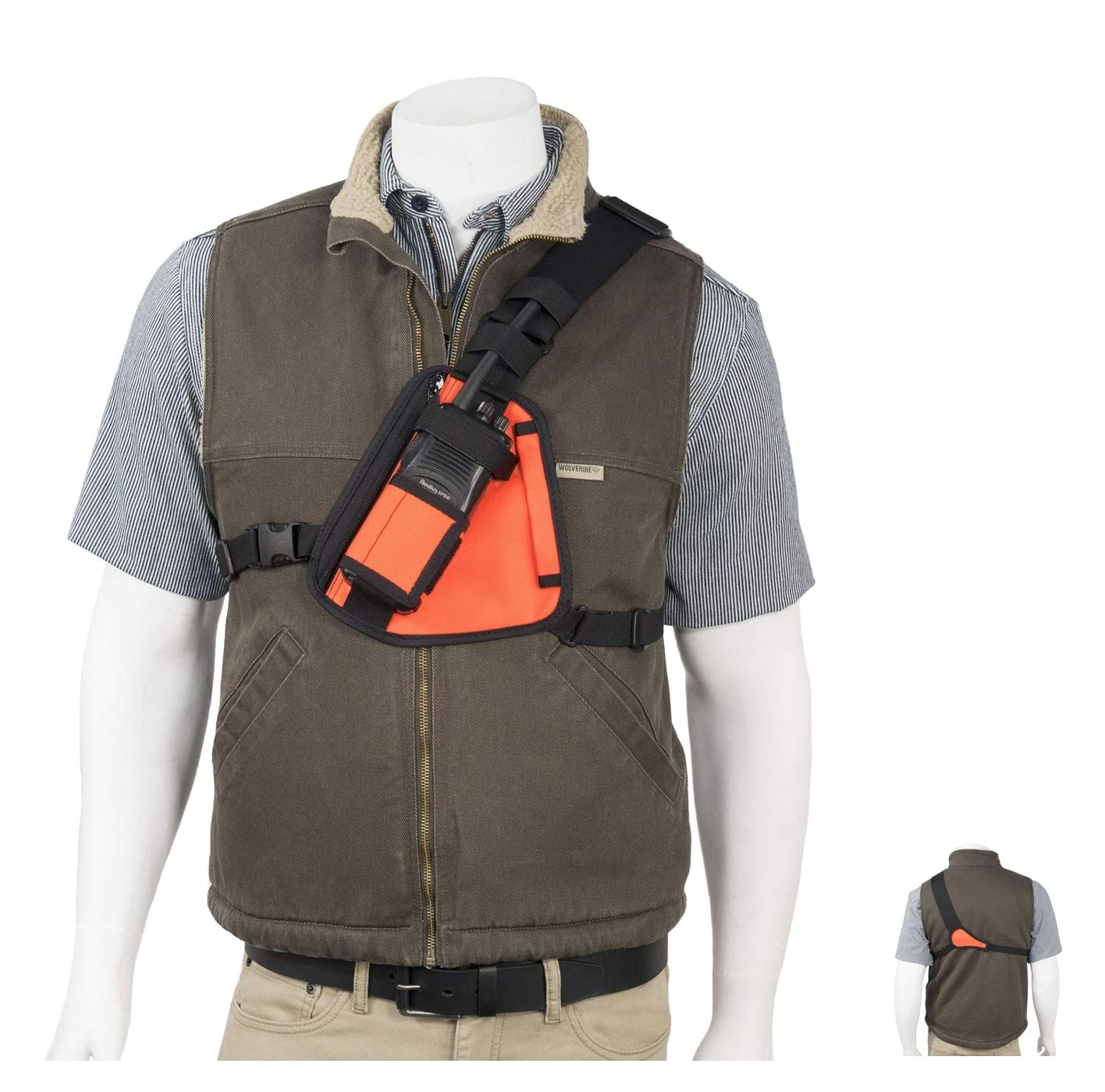 HOLSTERGUY RCH-101OR Adjustable Orange Radio Chest Harness & Shoulder Holster - Compatible with Motorola Radios & Walkie Talkies - Made in USA - Perfect for Construction, Security & Outdoor Adventures