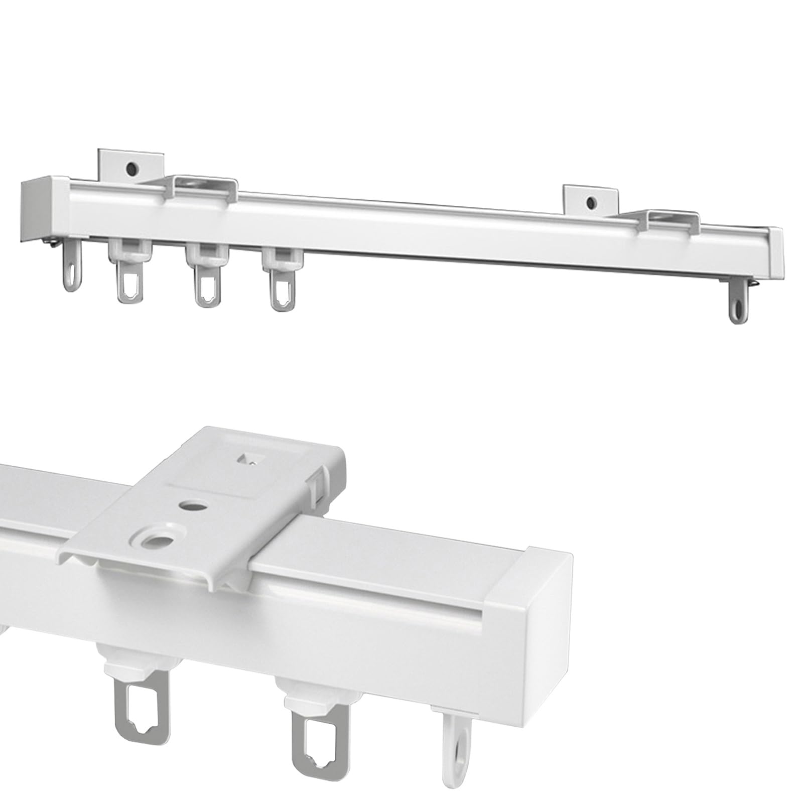 Heavy Duty Aluminum Ceiling Curtain Track Rails - 2.0mm Thick Wall Mount or Ceiling Mount Curtain Rod System with Rollers for Room Dividers, Blackout Drapes & Shower Curtains - Perfect for Living Rooms, Bedrooms and Bathrooms